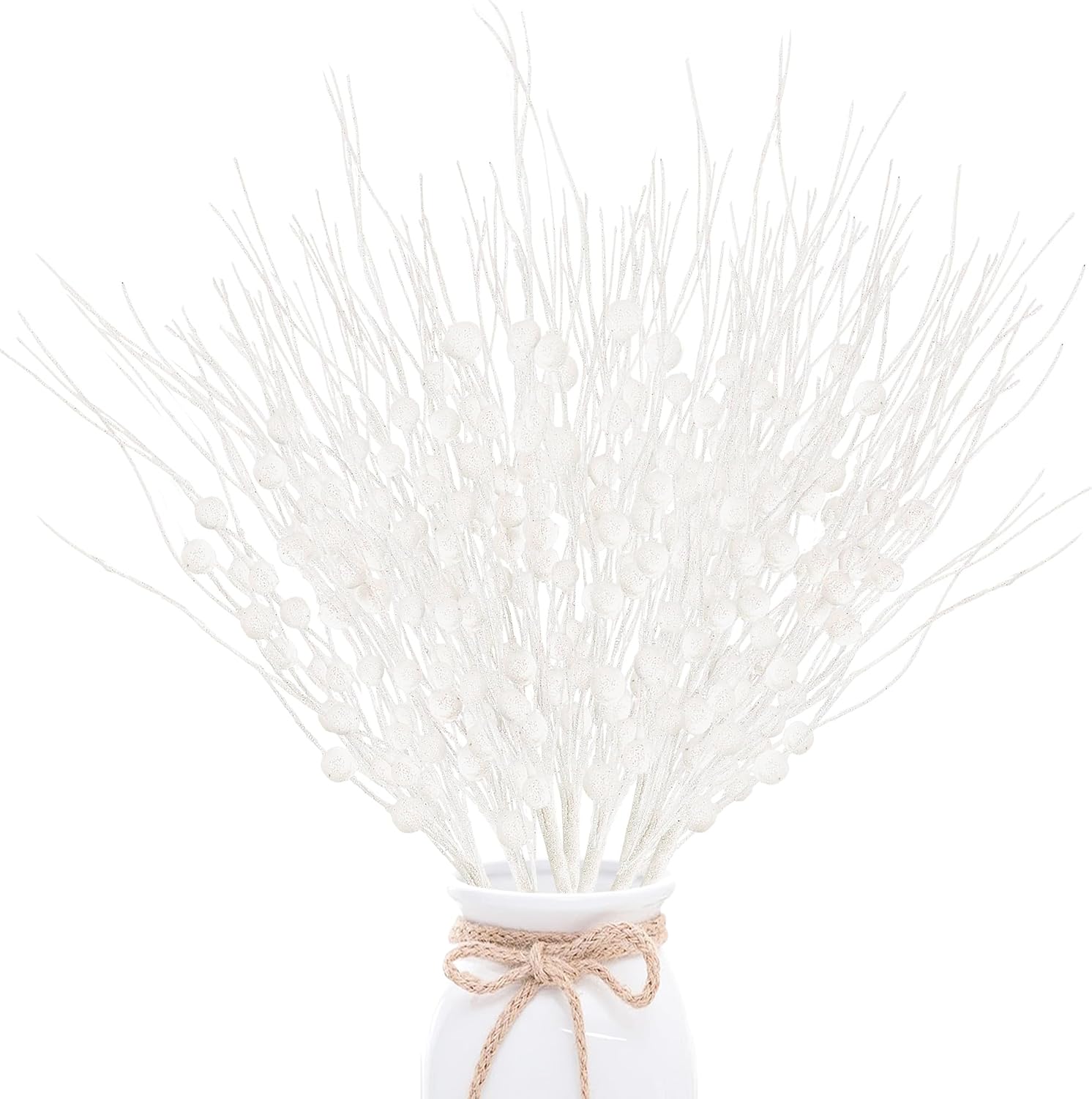 24 Pack Artificial Glitter Berry Stem Ornaments 17 Inches
