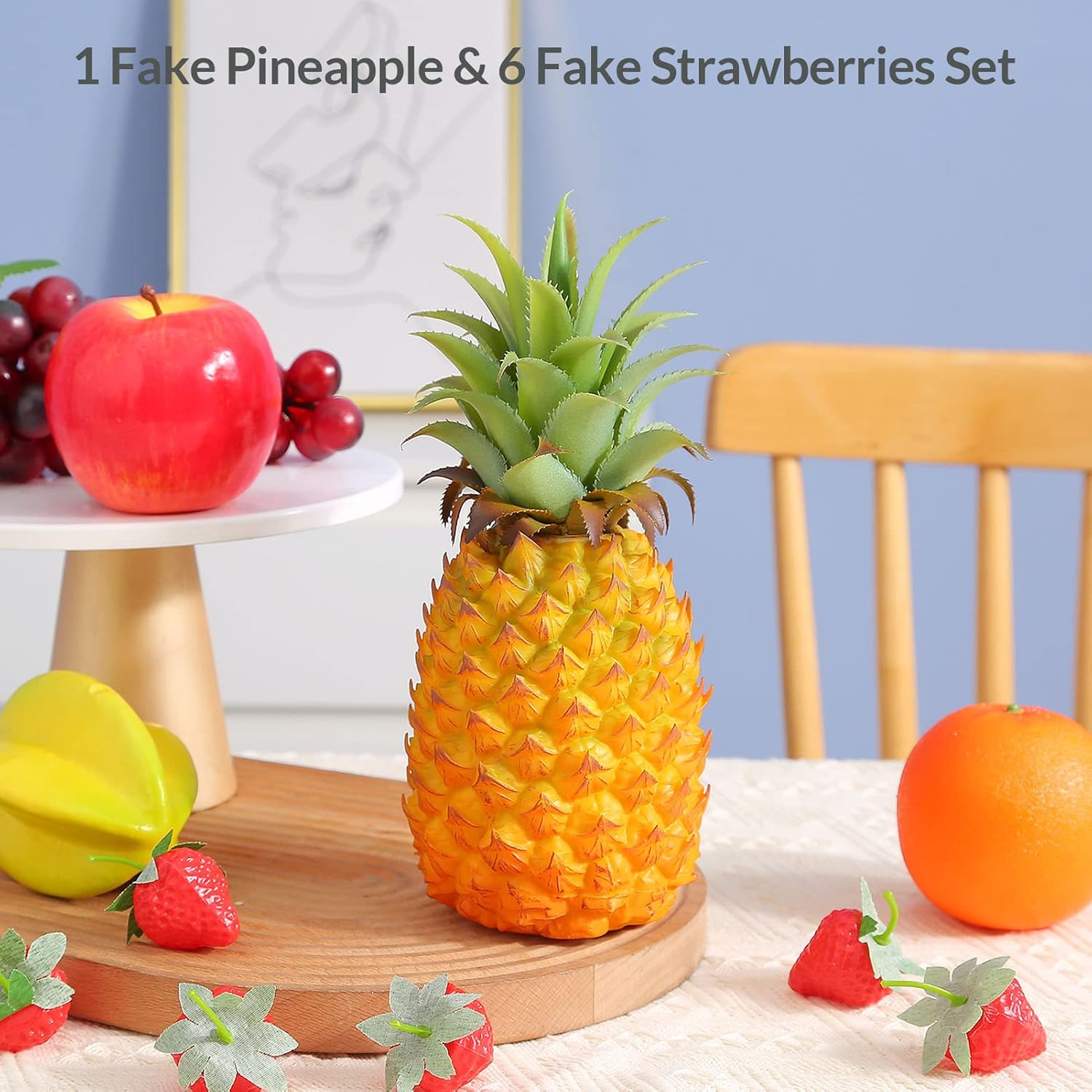 Joeabor Fake Pineapple Decor Set with Strawberries