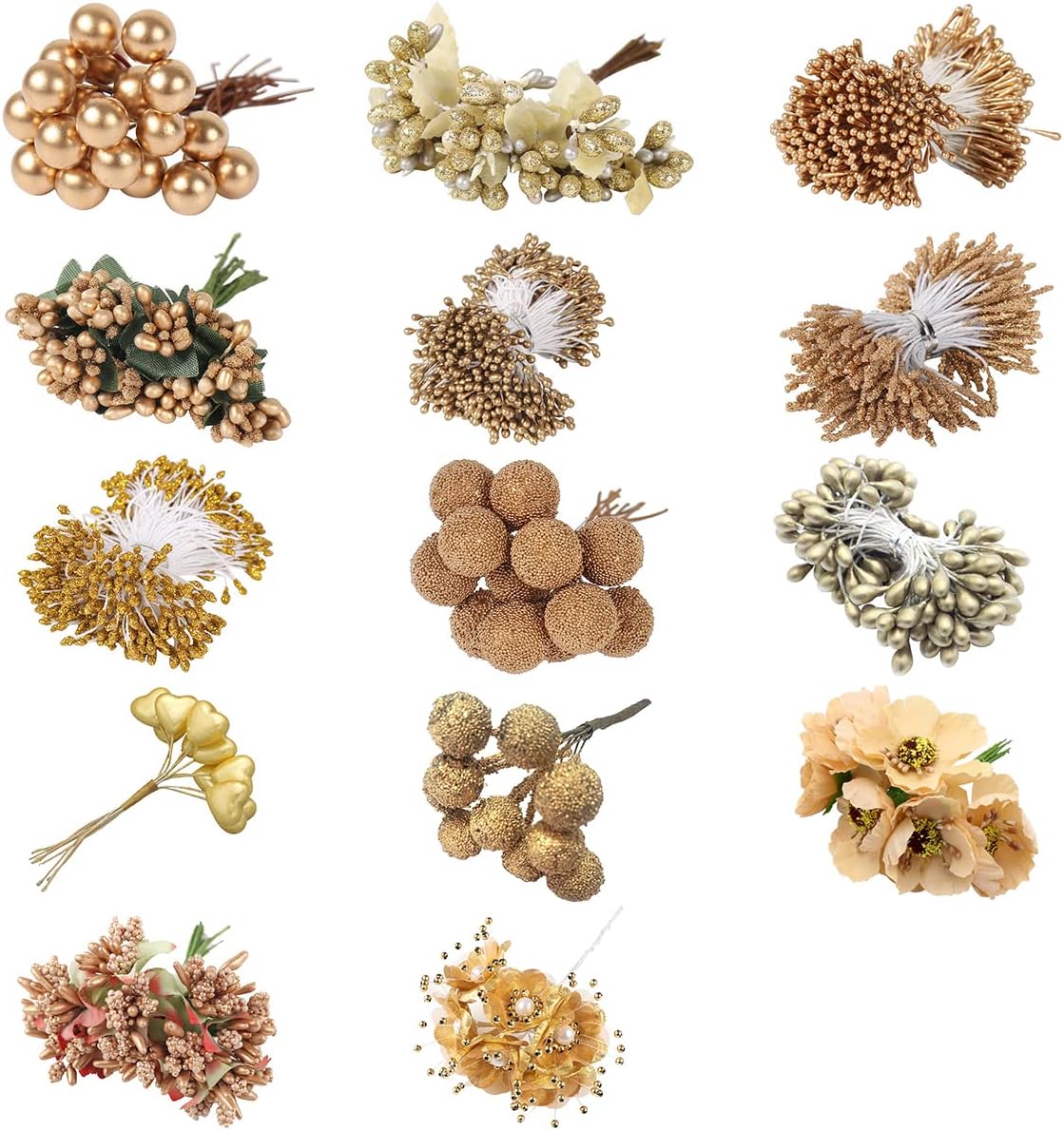 12pcs Gold Artificial Berries for Christmas Wreath and Decor