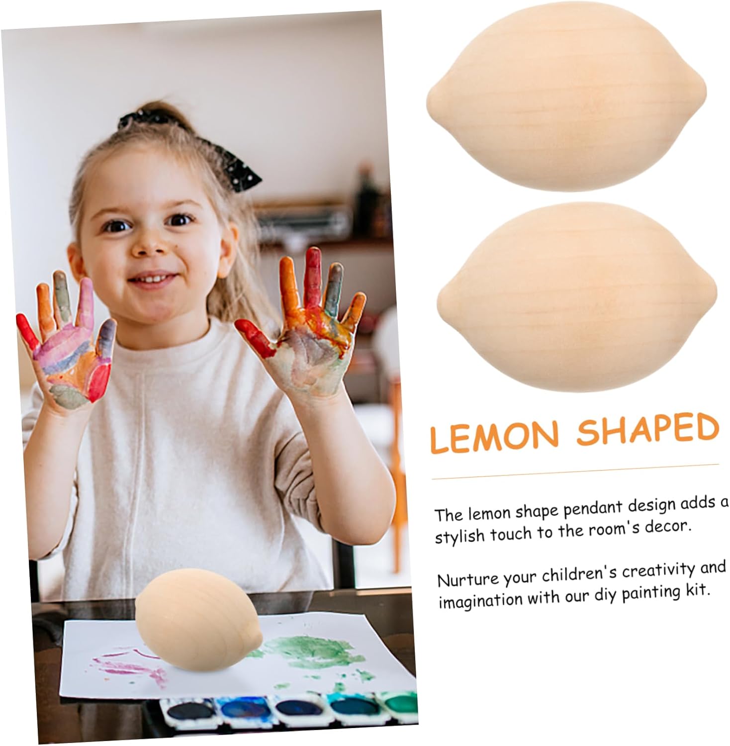 5Pcs Wooden Lemon DIY Painting Kit for Home Decor