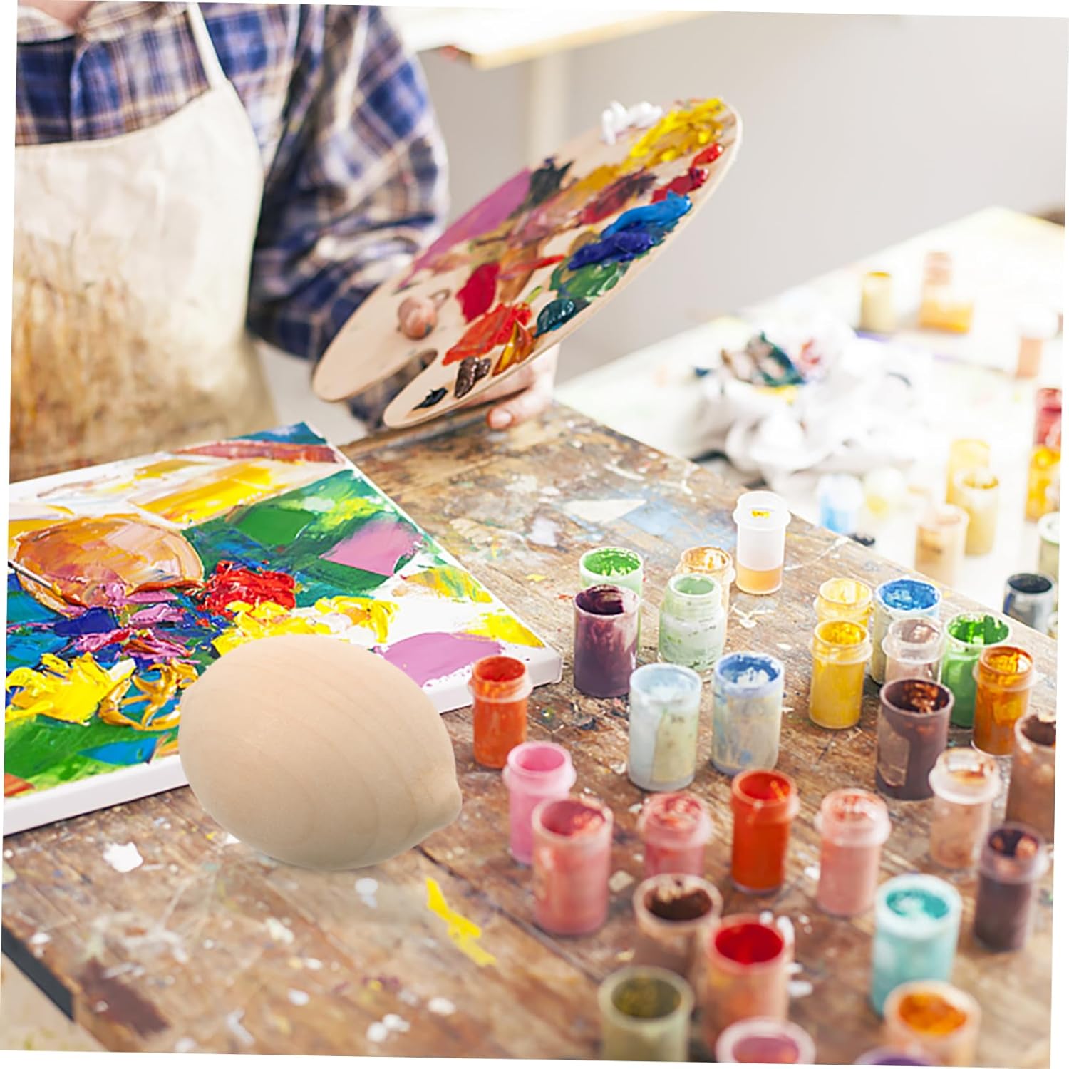 Uonlytech 5pcs Wooden Lemon Painting Craft Kit for Kids