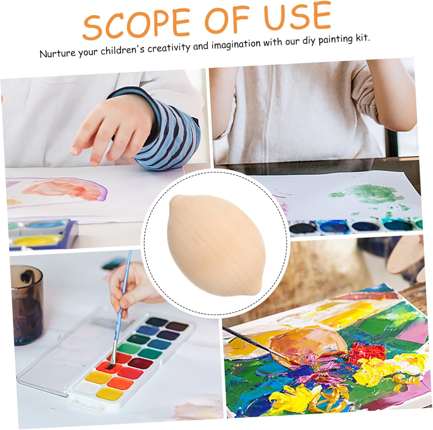 5Pcs Unfinished Wooden Lemon DIY Painting Kit
