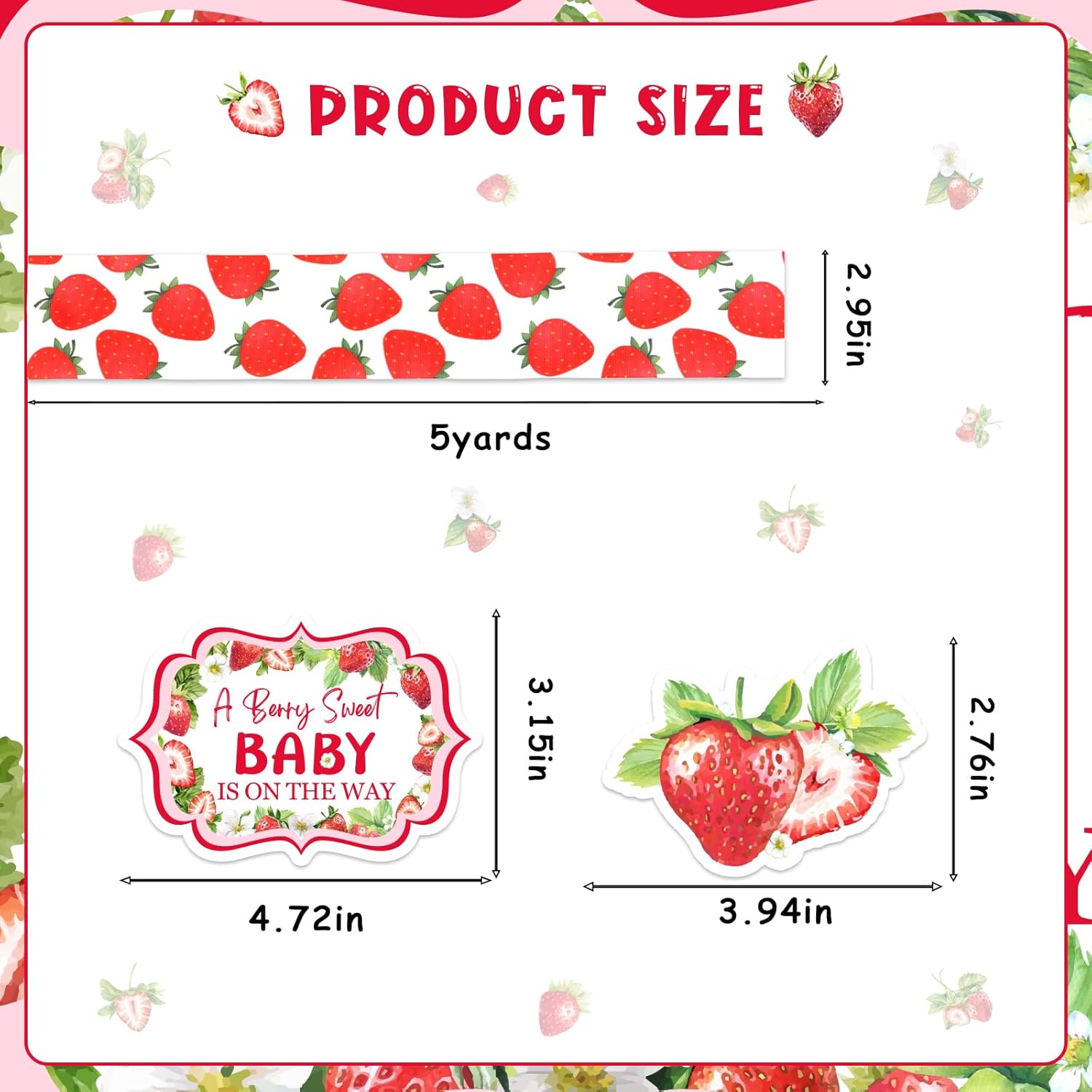 Strawberry Baby Shower Decor Diaper Cake Set