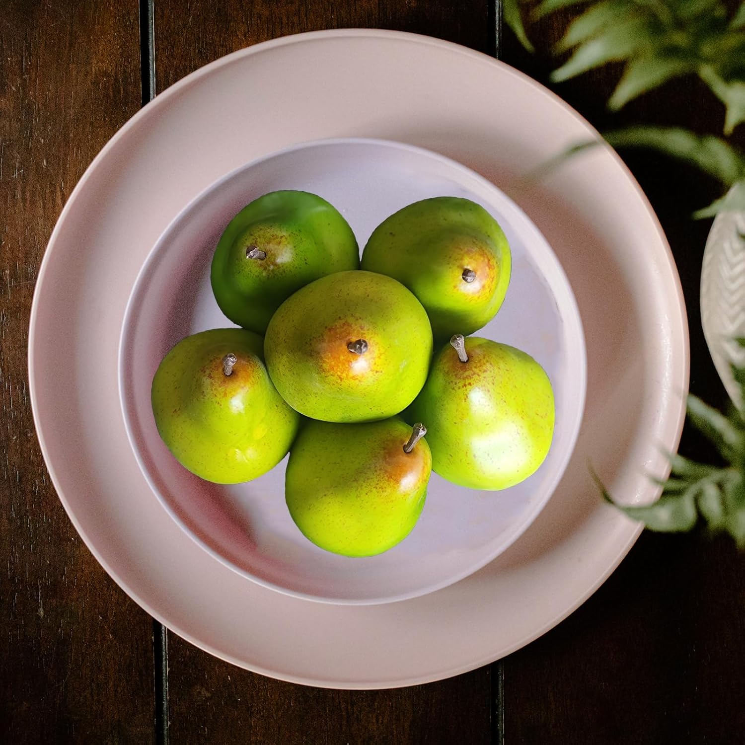Lovmeety 6pcs Realistic Green Pears Photo Props