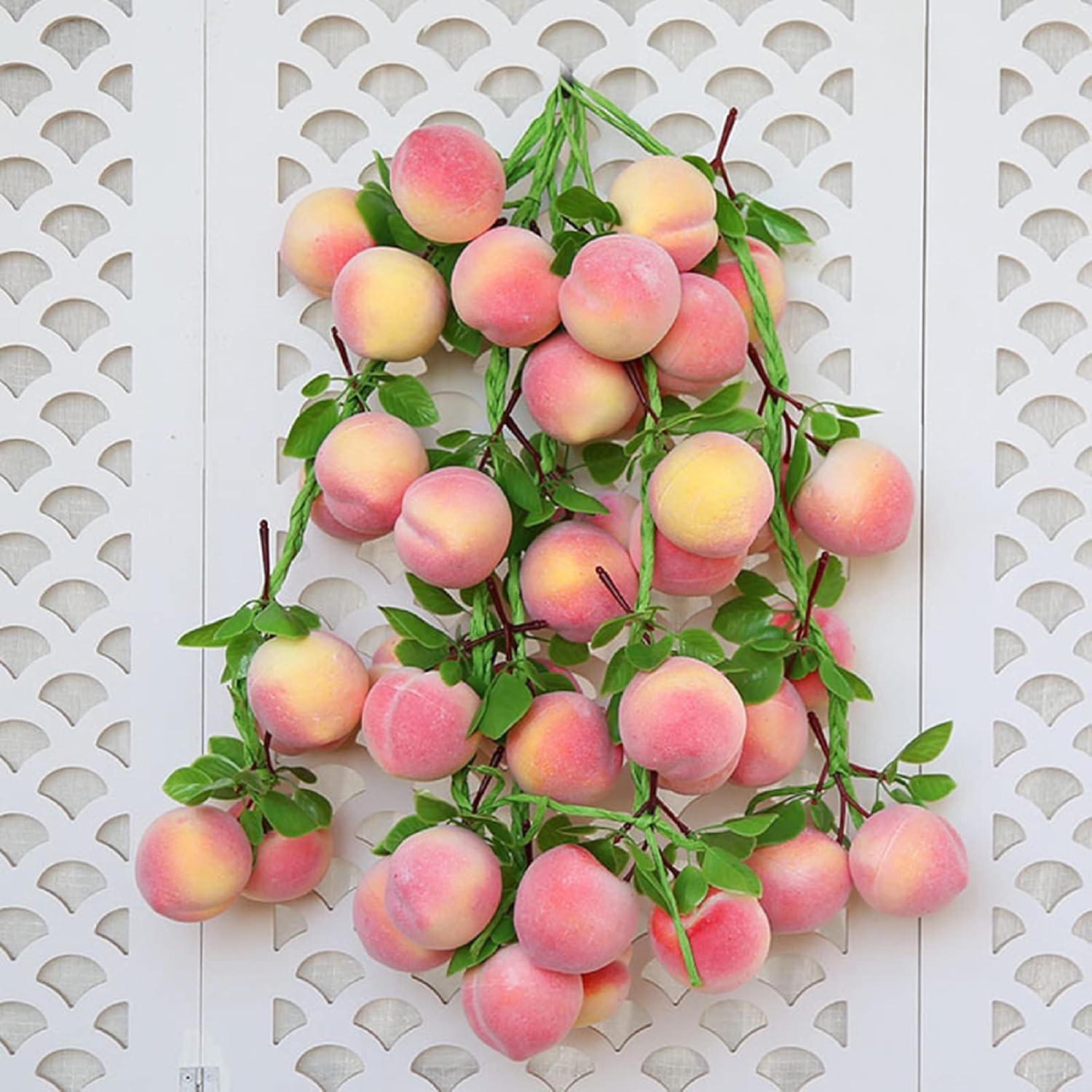 2pcs Artificial Pink Peach Hanging Vines Realistic Decor