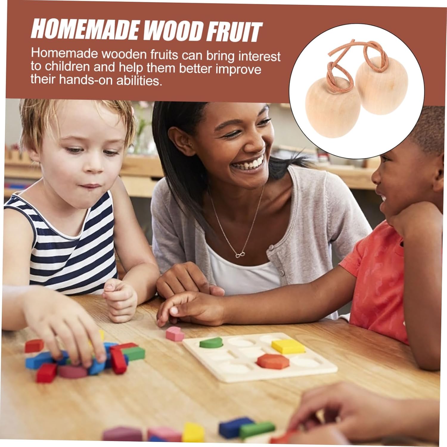 Hemoton 4pcs Unpainted Wooden Apples DIY Craft Decor