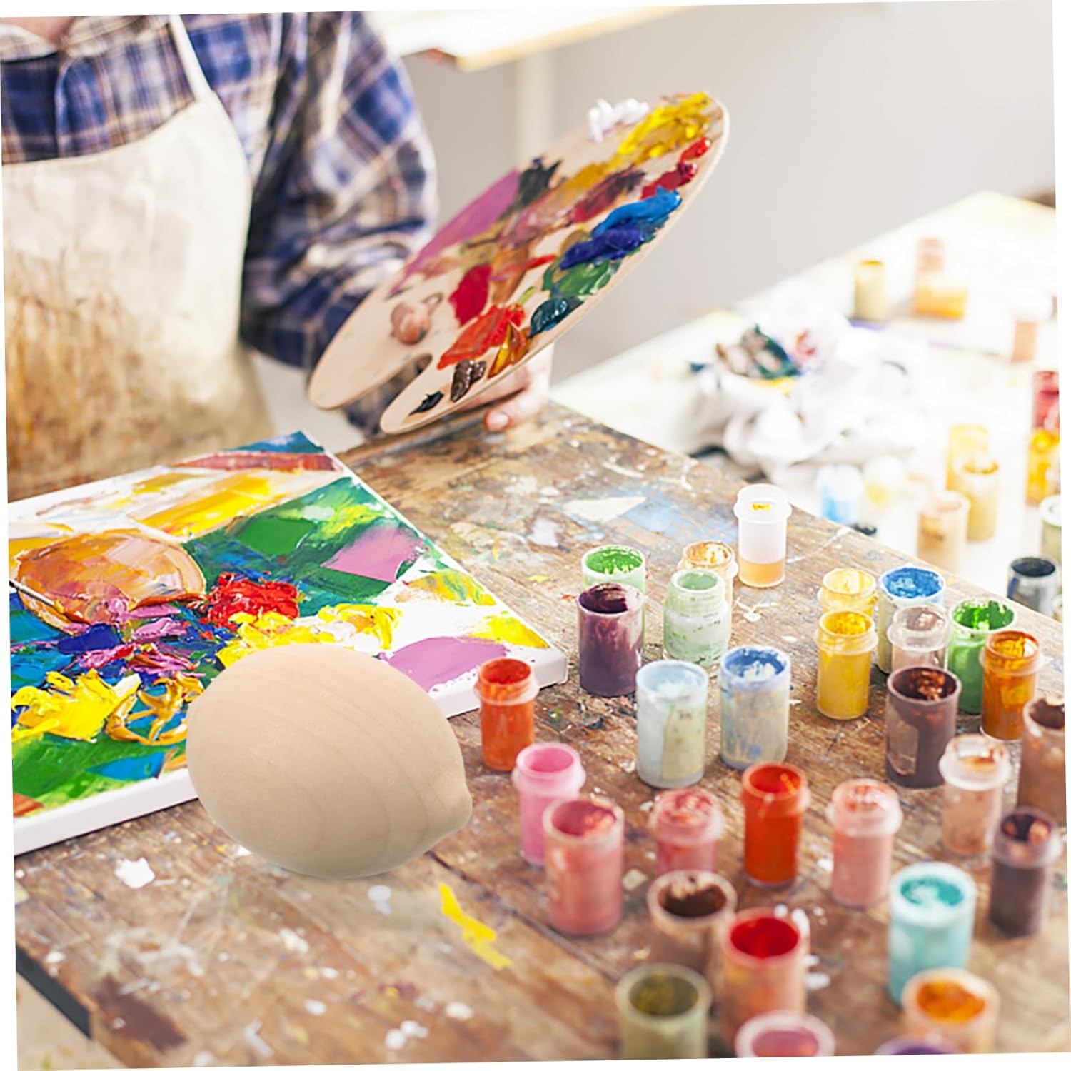 5Pcs Unfinished Wooden Lemon Decor Kit for DIY Painting
