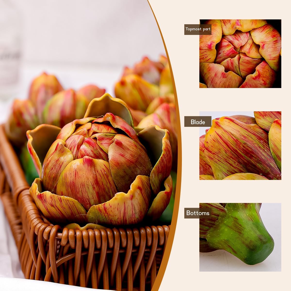 Meiwlong 6Pcs Yellow Artificial Artichokes Decorations
