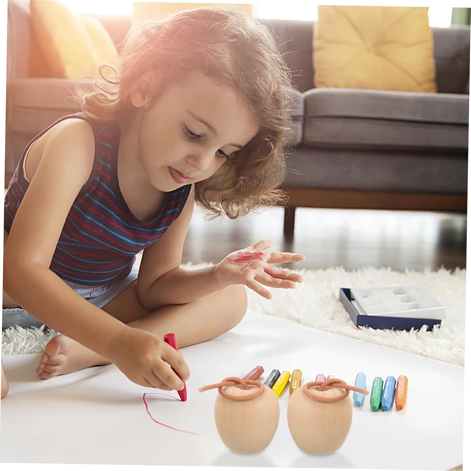 5pcs Wooden Miniature Painting Playthings for Creative Home Decor
