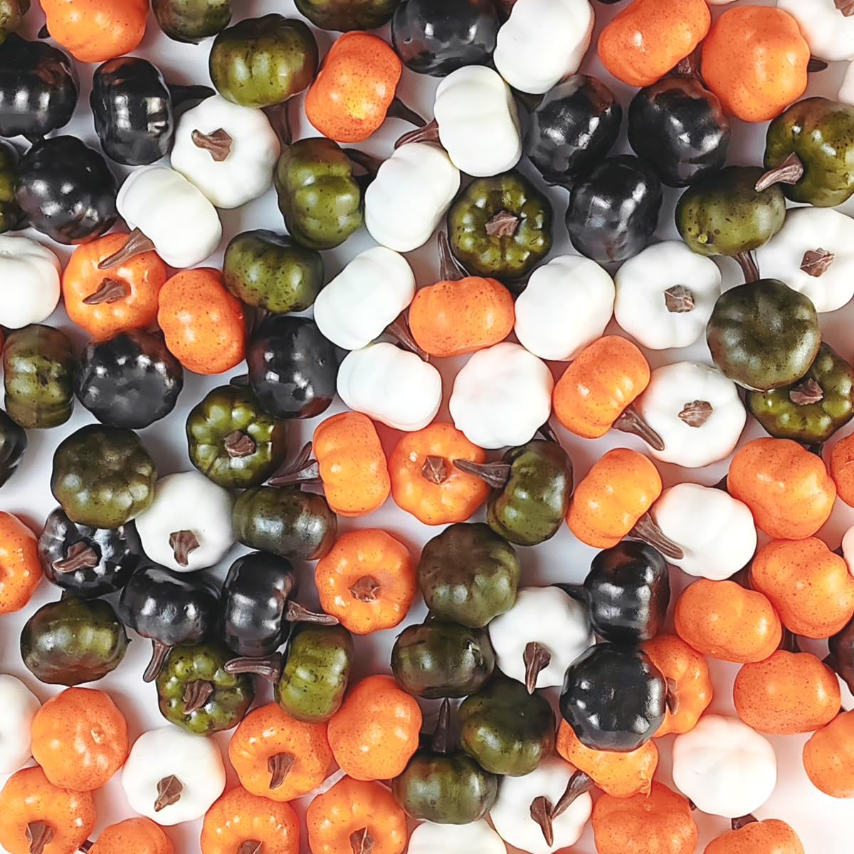 TIHOOD 20PCS Mini Artificial Pumpkins Fall Decor
