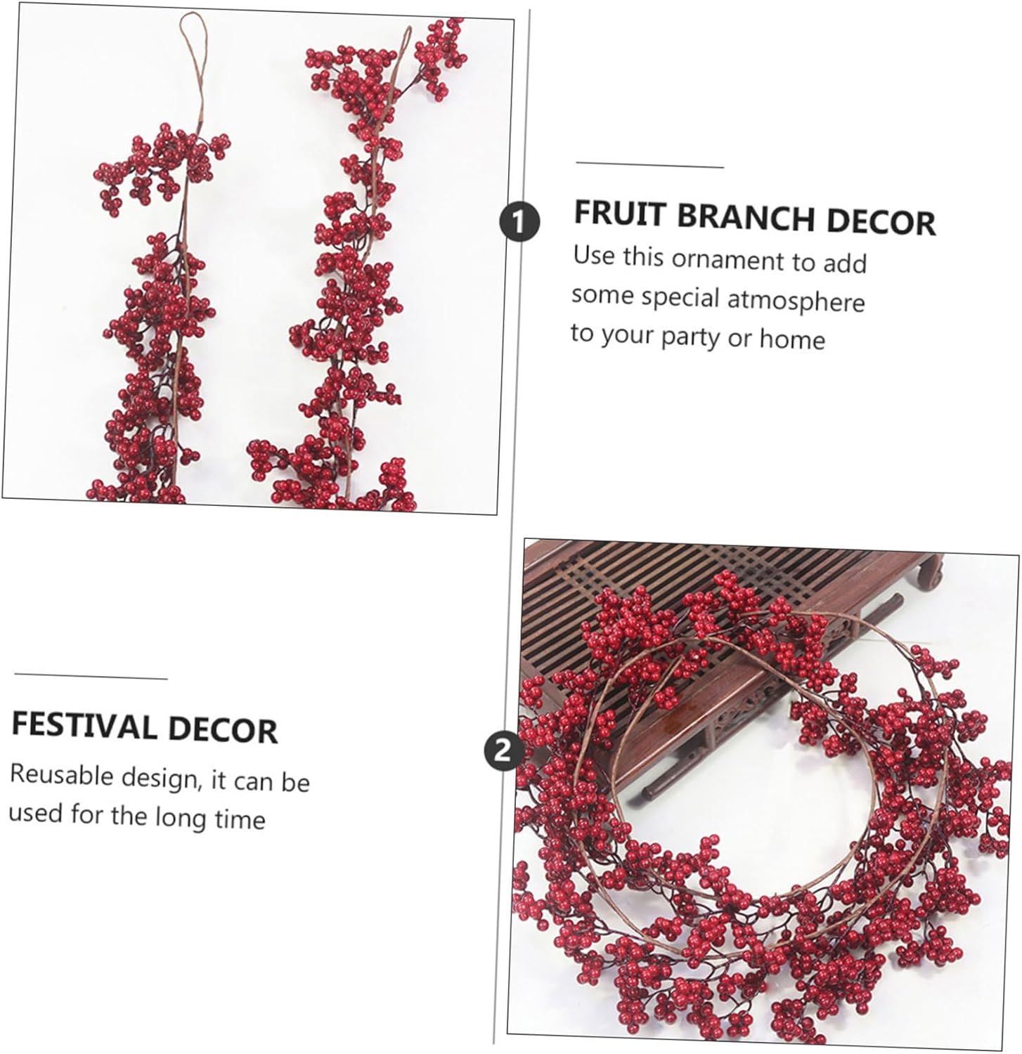 Christmas Artificial Red Fruit Decor for Home and Party
