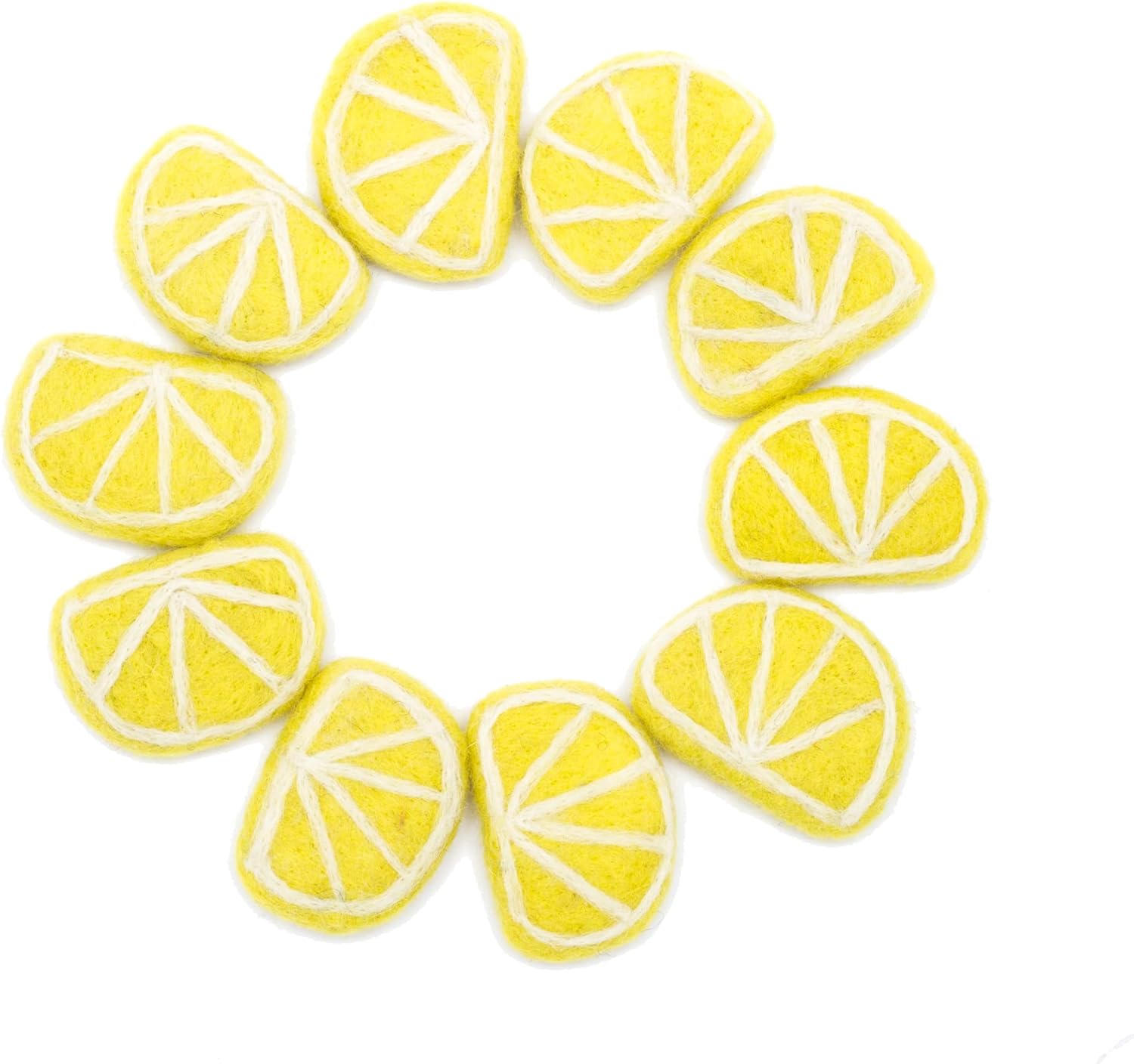 GLACIART ONE Wool Felt Lemon Slices - 10pcs Artificial Decor