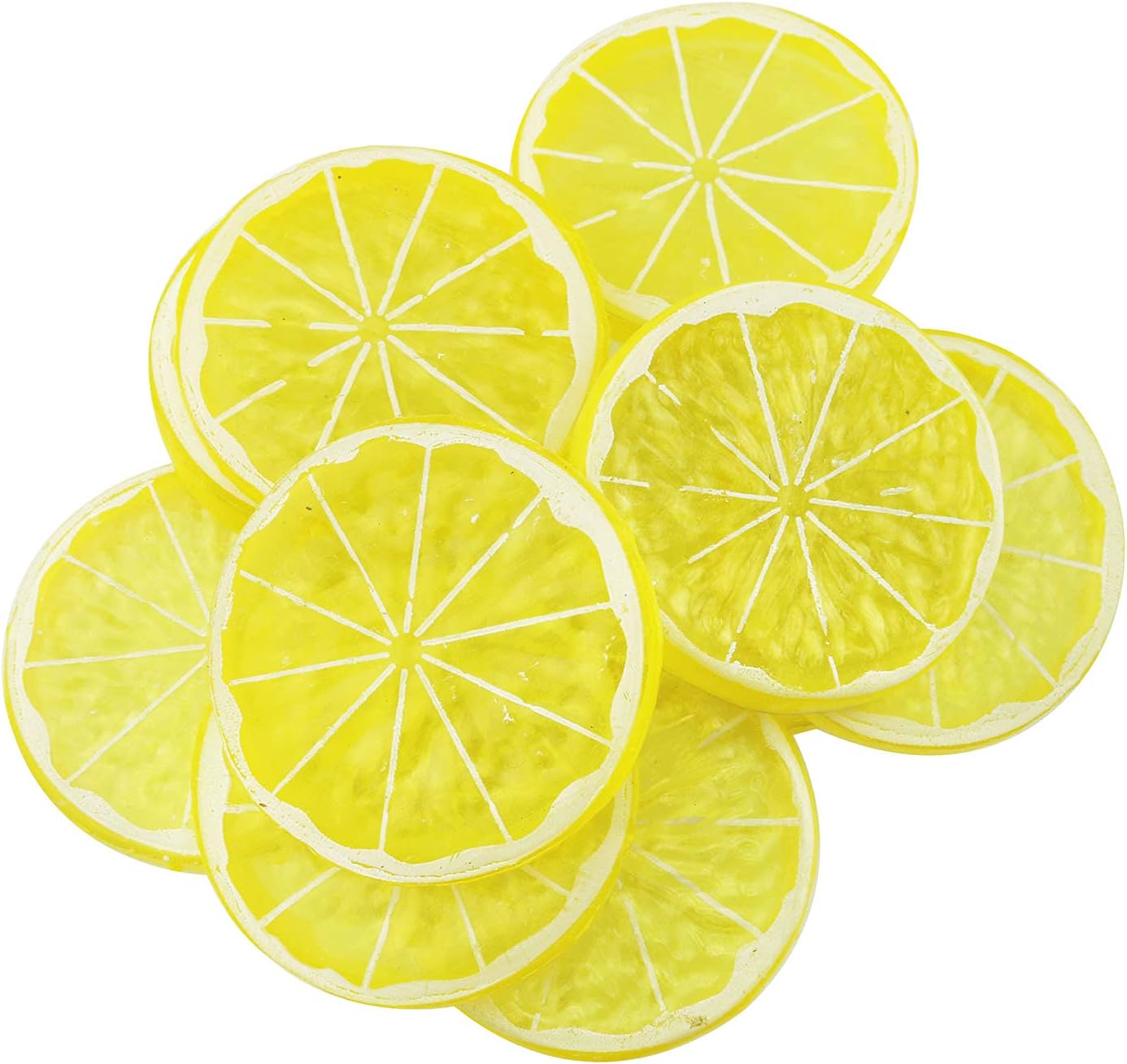 Tegg Artificial Yellow Lemon Slices 12PCS Lifelike Decor