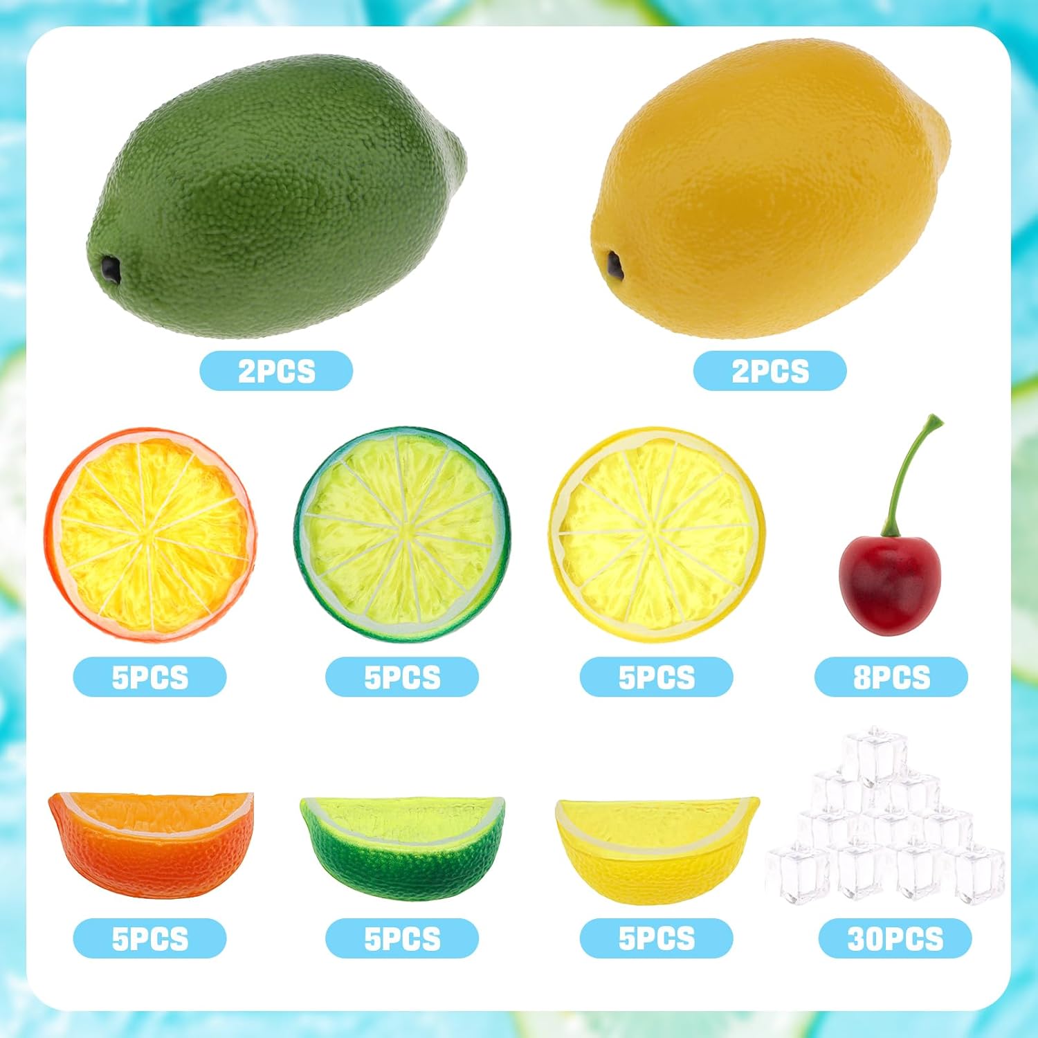 Gresorth 72pcs Lifelike Cherry and Lemon Artificial Fruit Set