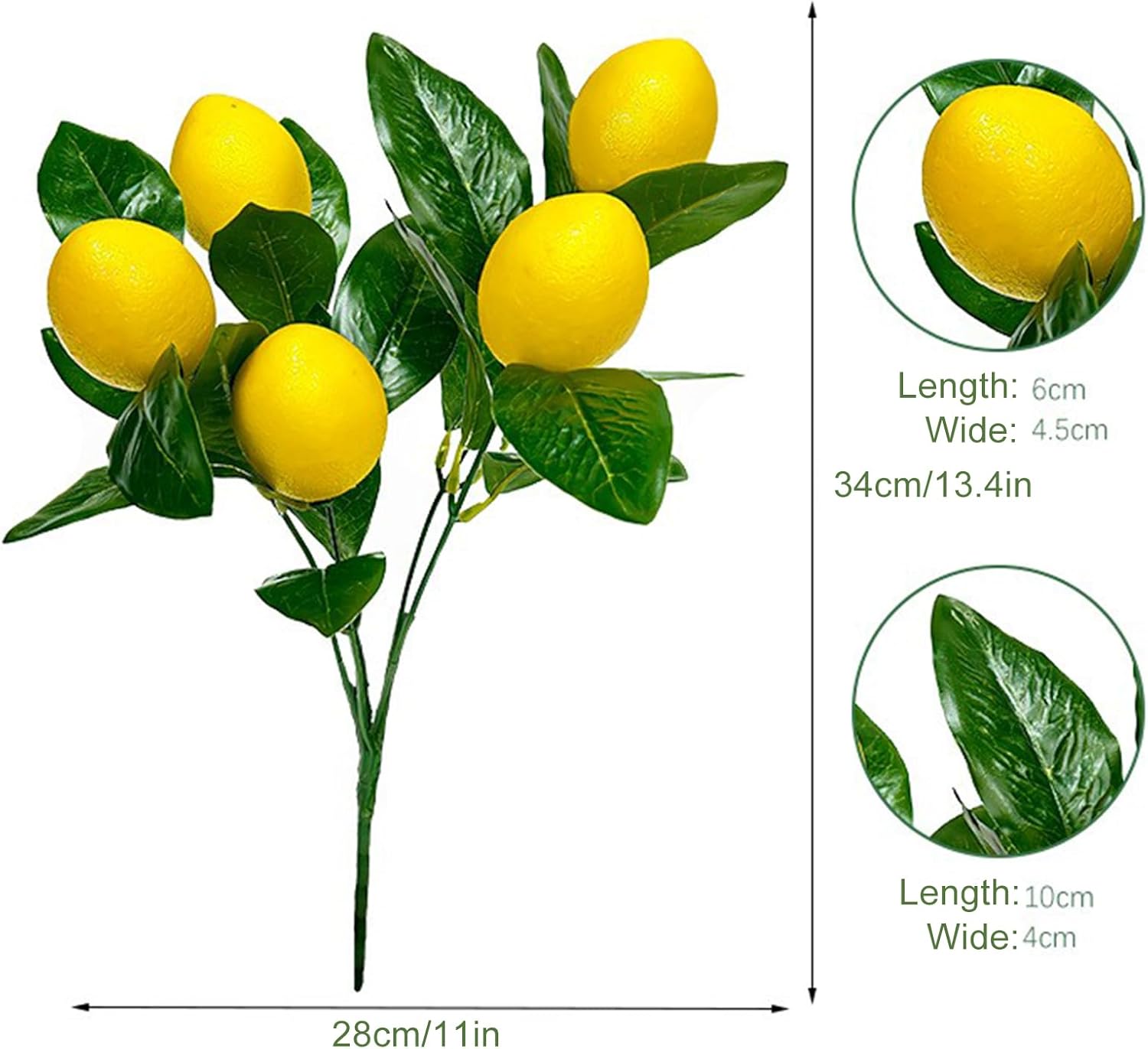 3pcs Artificial Lemon Branches for Home Decor