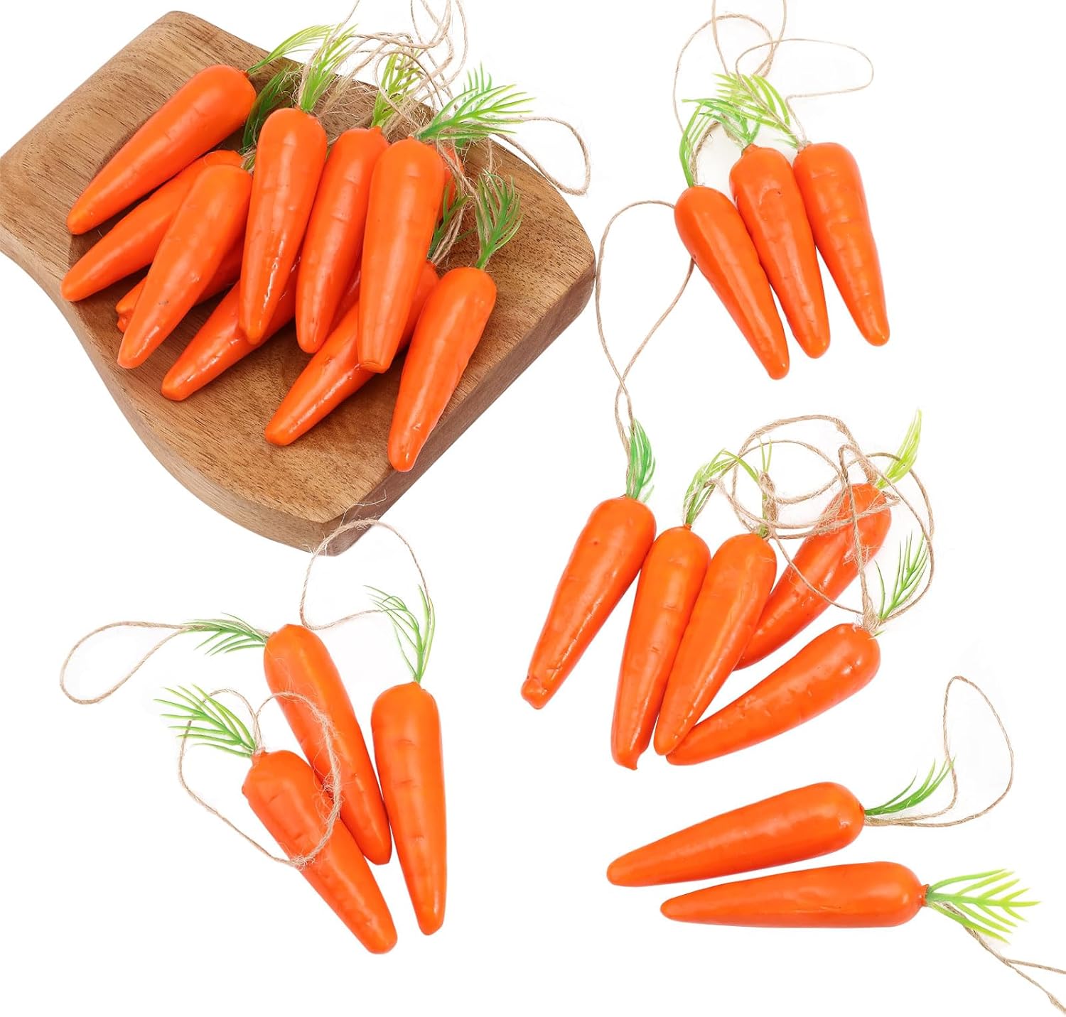 CHGCRAFT 24Pcs Lifelike Carrots with Jute Cord Easter Decor