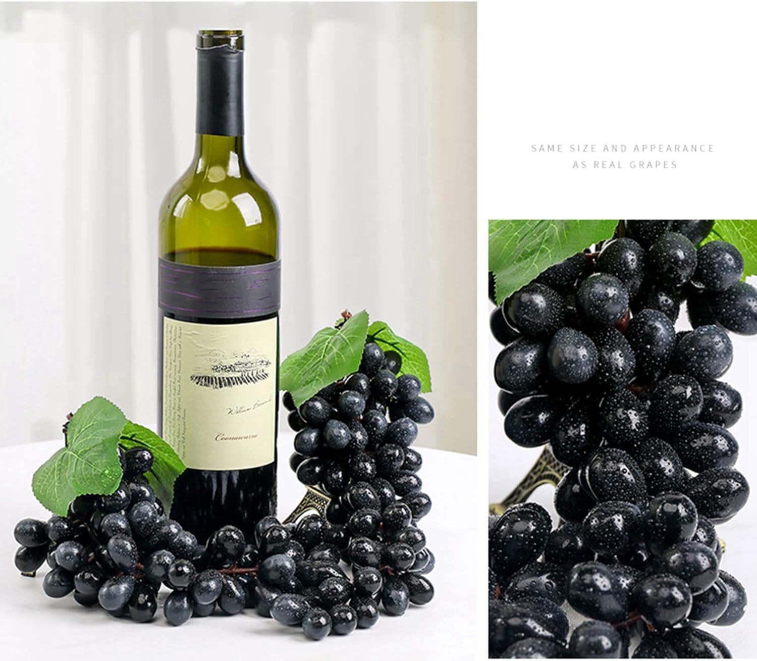 Realistic Artificial Black Grape Bunches for Decor