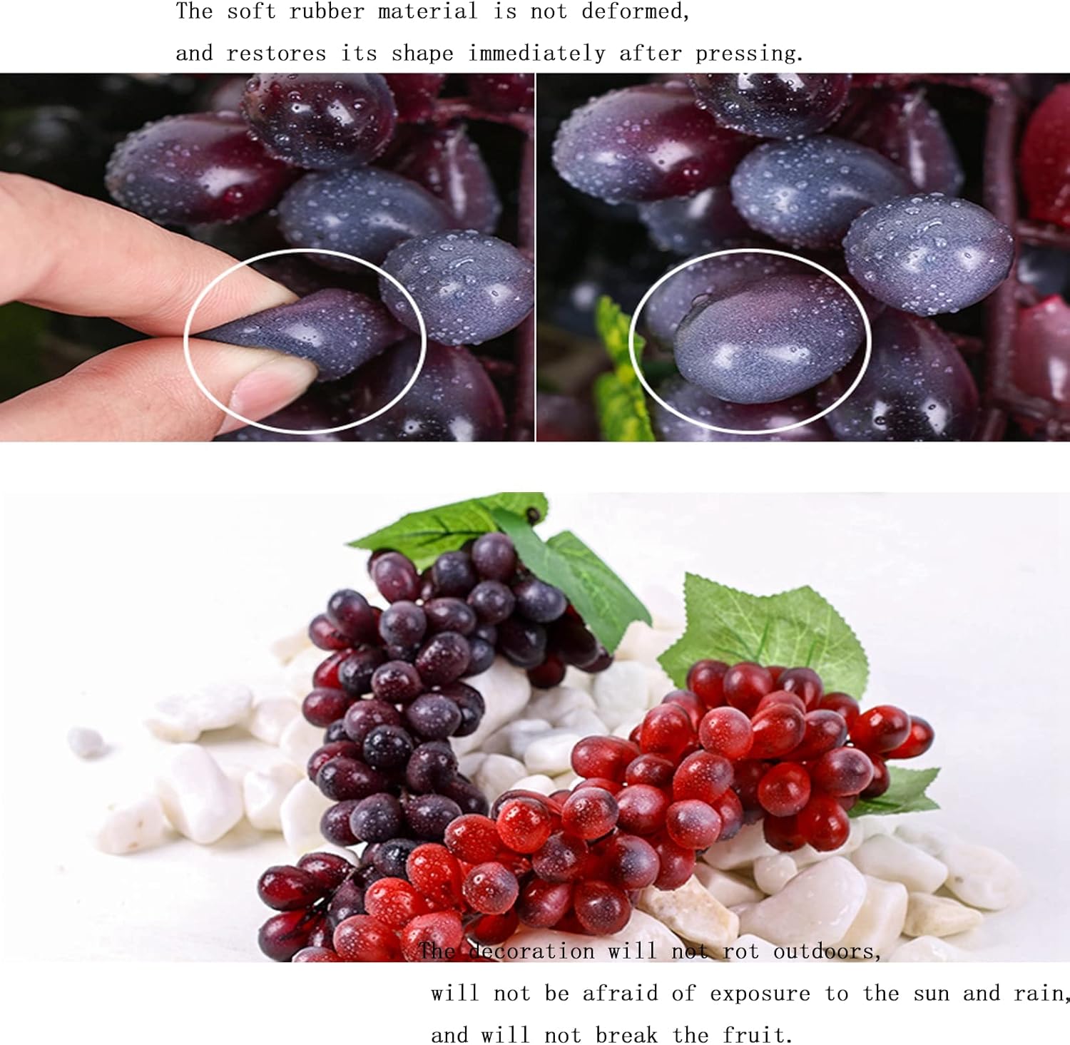 Realistic Artificial Black Grape Bunches for Decor