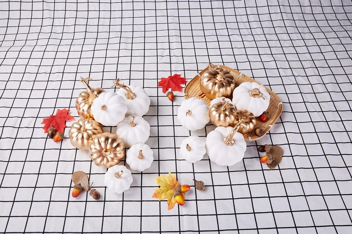 Artmag 16 Pcs Assorted Fall Artificial Pumpkins