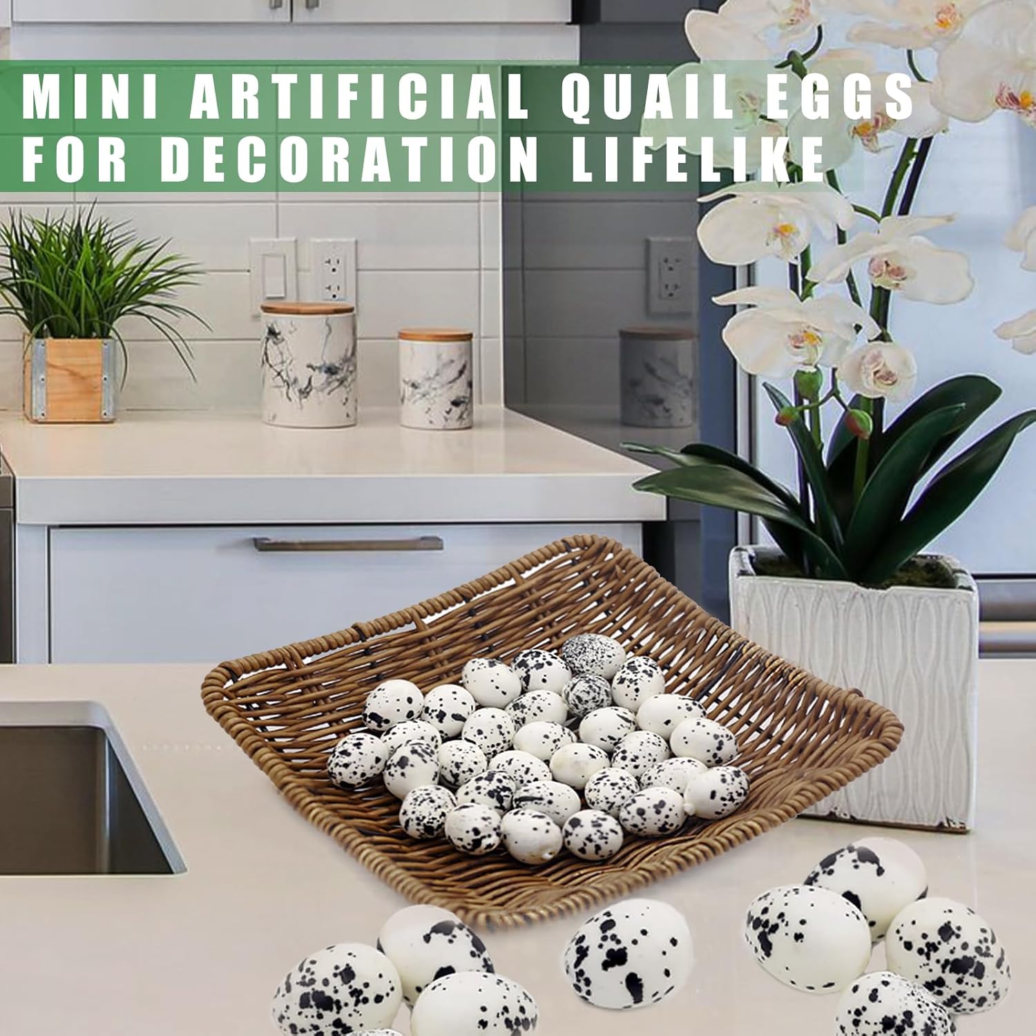 Tuxiaobu Lifelike Quail Egg Decorations 30 Pcs White