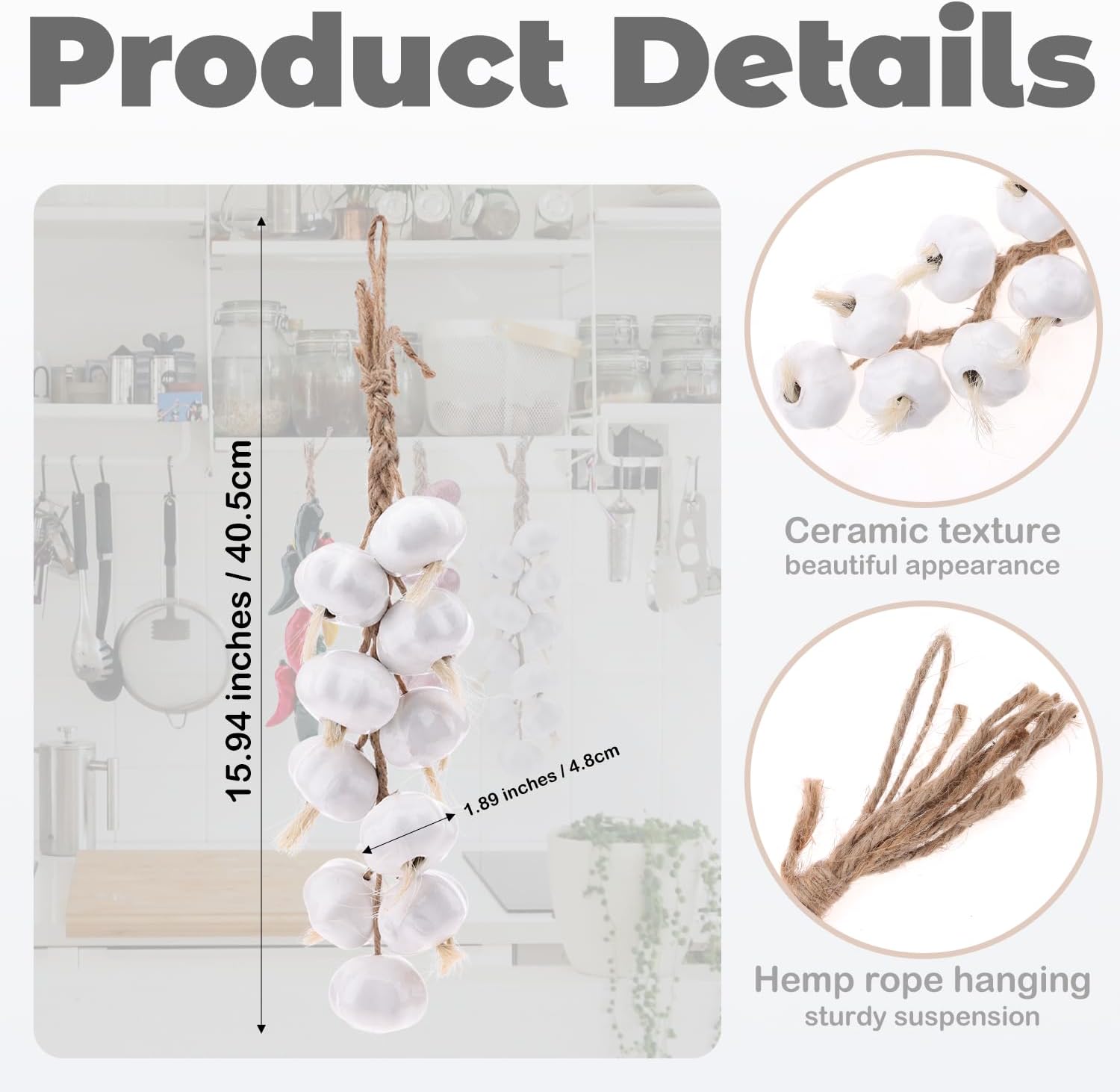 Gresorth Artificial White Garlic String Hanging Decoration