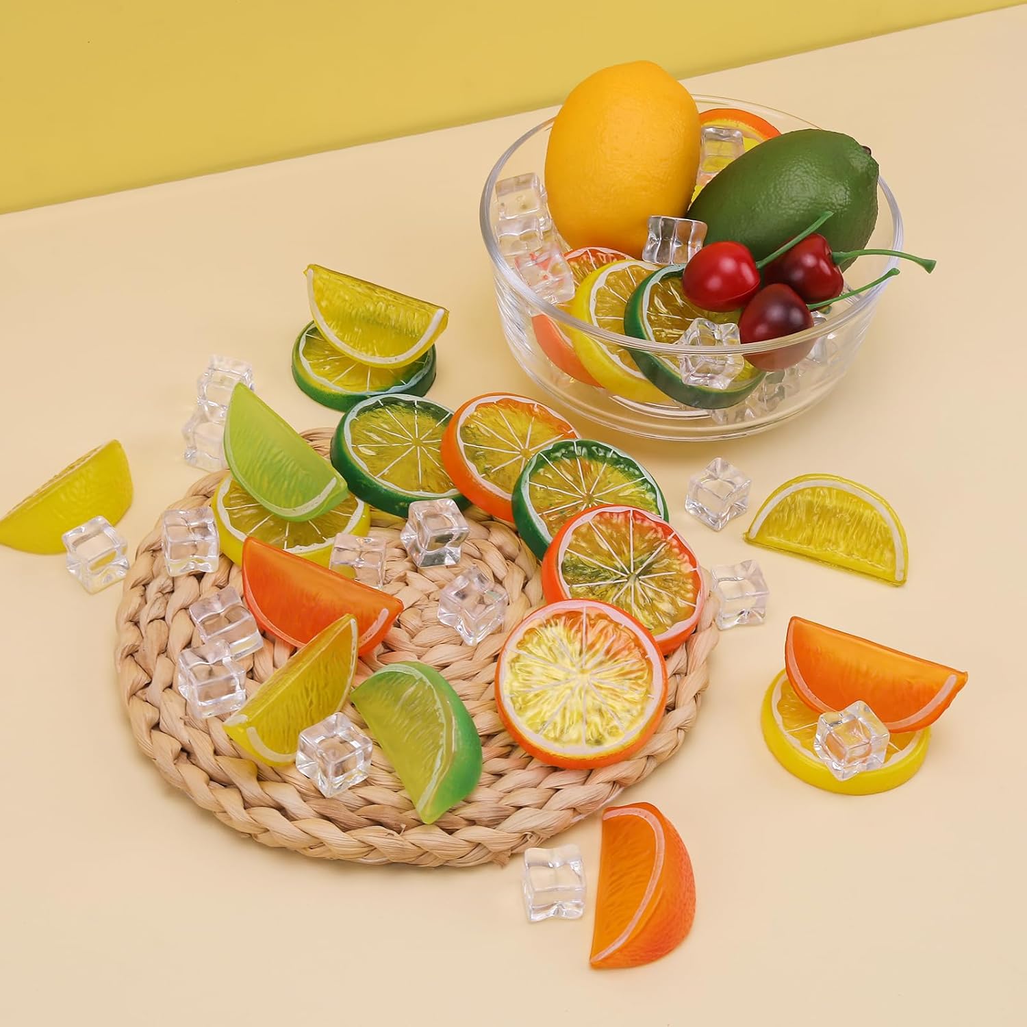 Gresorth 72pcs Lifelike Cherry and Lemon Artificial Fruit Set