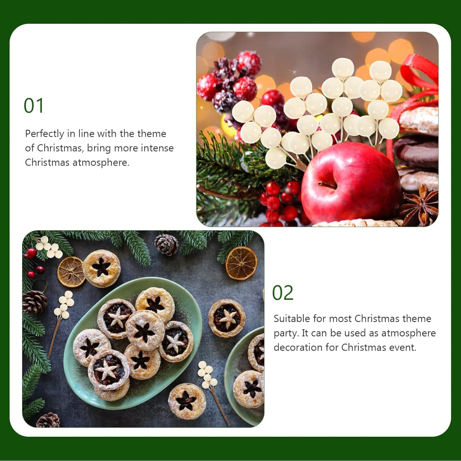 VOSAREA 30pcs Artificial Berry Branches for Holiday Decor
