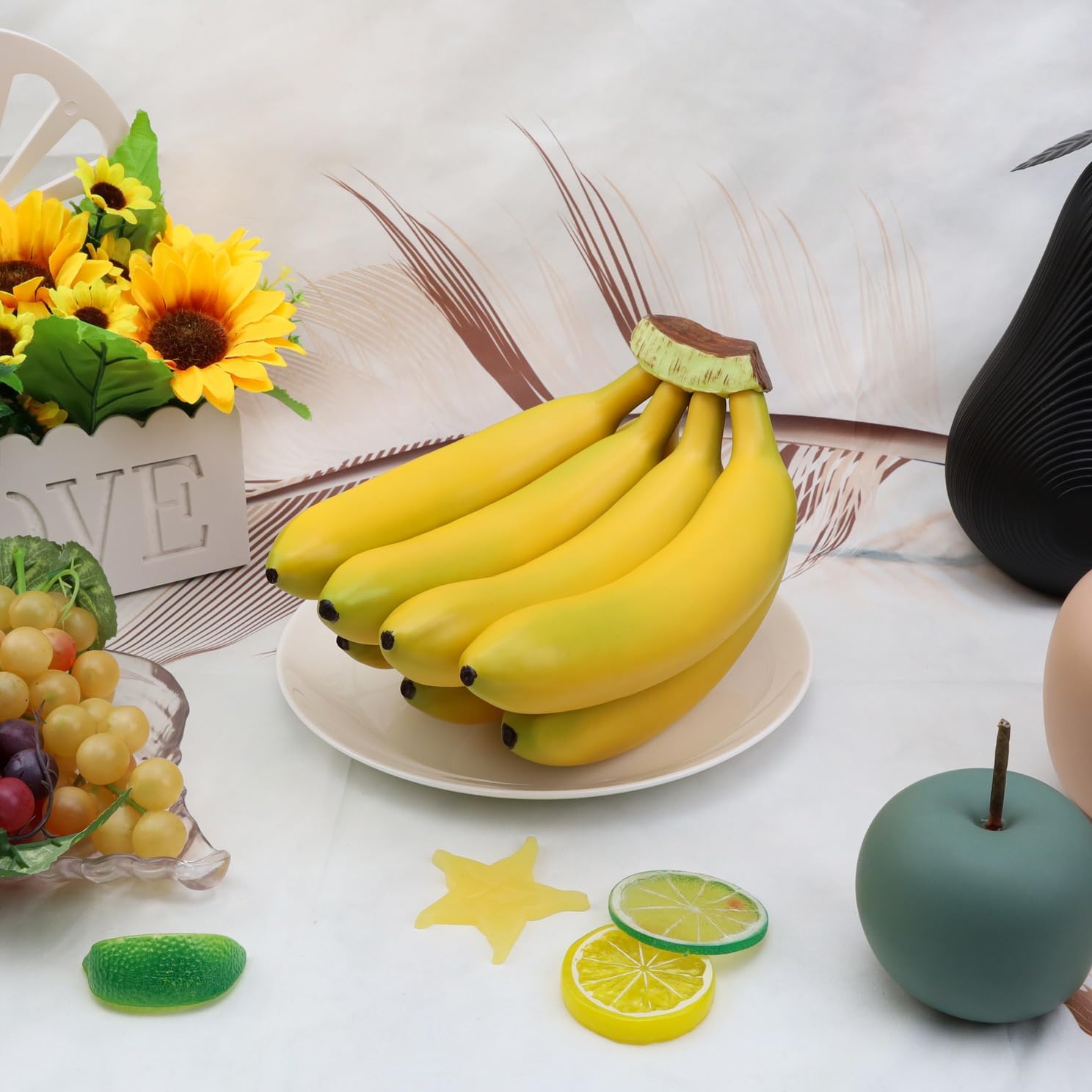 Woration Realistic Artificial Banana Bunch Display