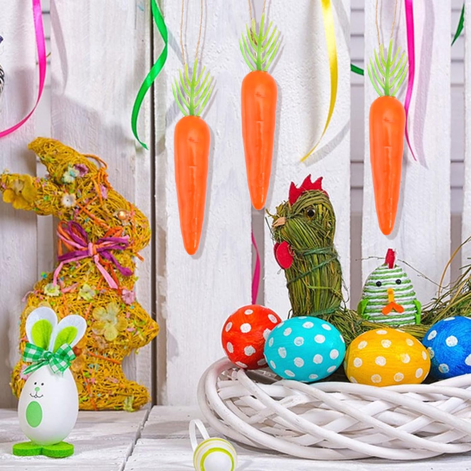 CHGCRAFT 24Pcs Lifelike Carrots with Jute Cord Easter Decor