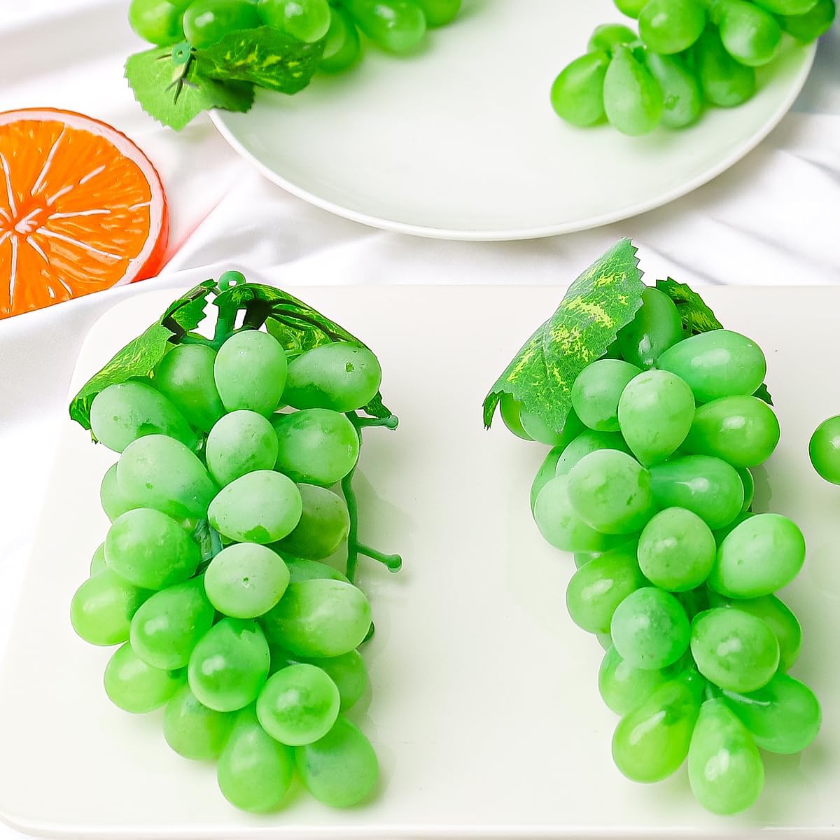 Green Frosted Grape Bunches 4L 4S Rustic Garland