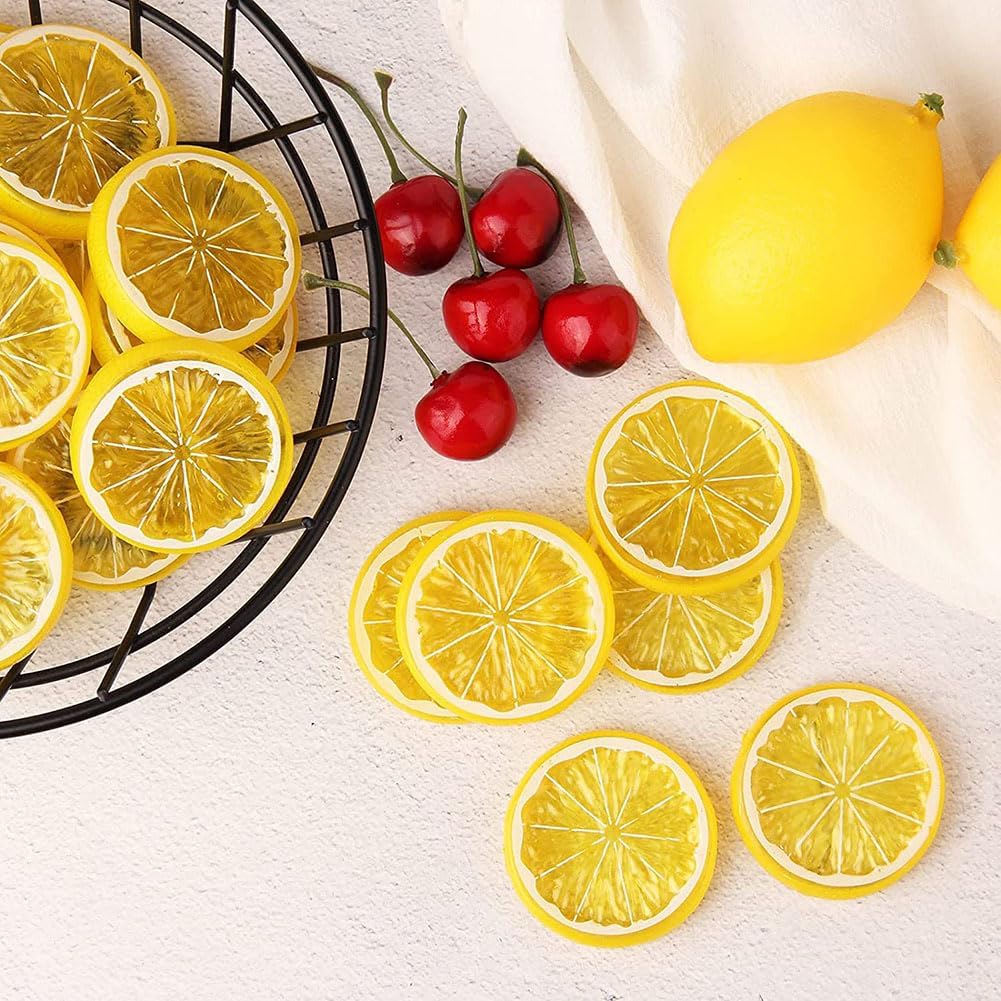 20 Pcs Plastic Lemon Slices Decorative Fruit Props