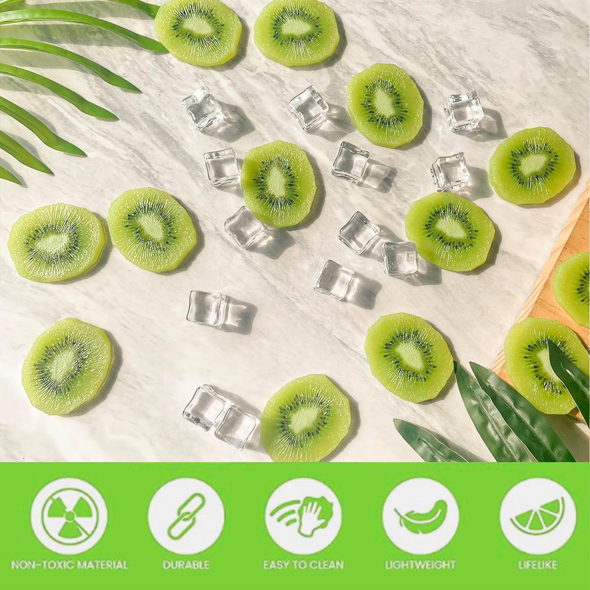 Realistic Artificial Kiwi Strawberry Banana Fruit Slices Decor