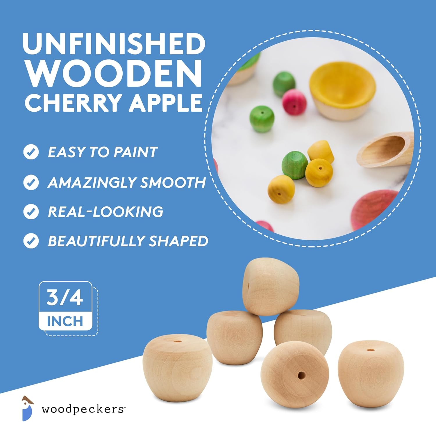 Woodpeckers Unfinished Wood Cherry Apple Pack of 25