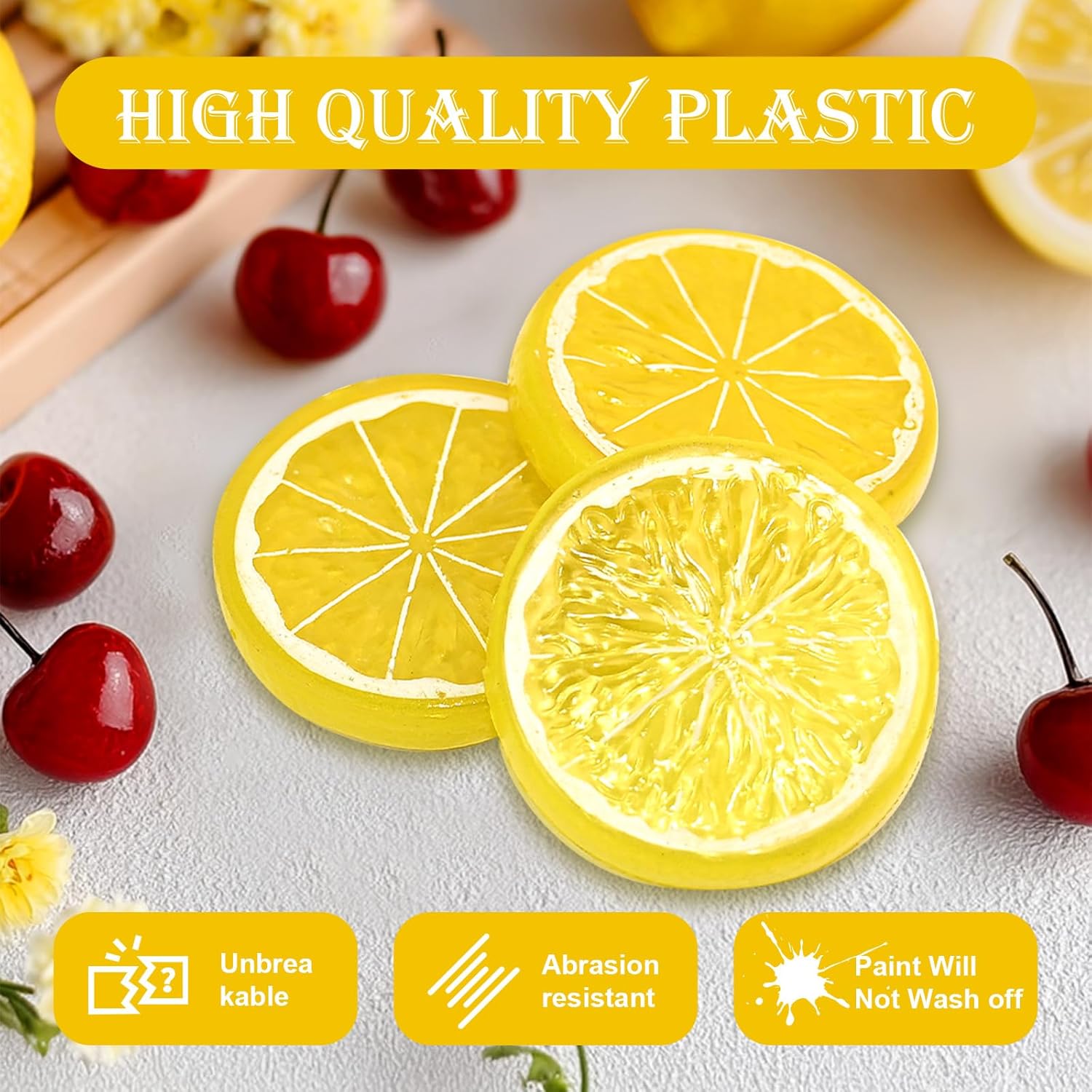 20PCS Yellow Artificial Lemon Slices for Home Wedding Photography