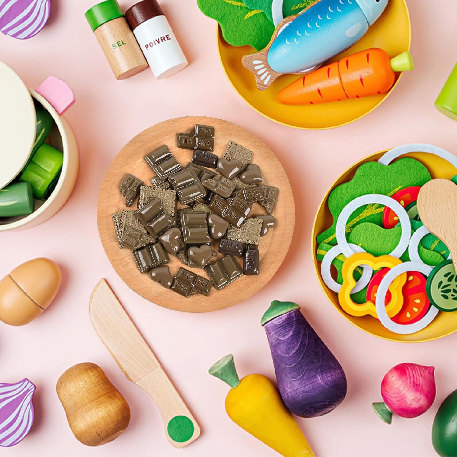 60PCS Artificial Chocolate Resin Decor for Home Party Photography