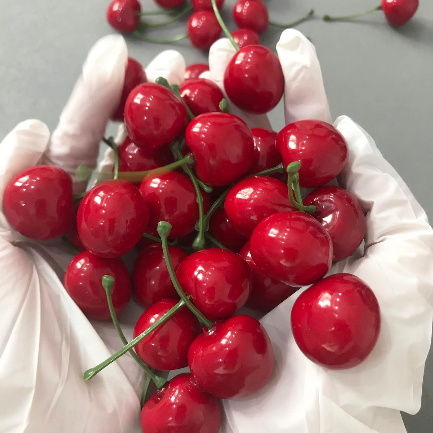 50pcs Artificial Red Cherries Realistic Decoration Props