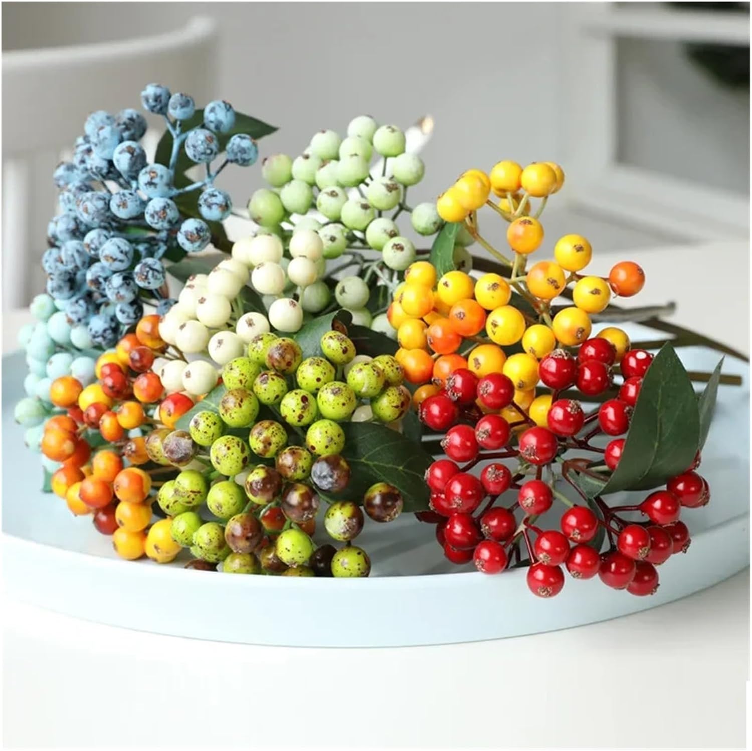 Orynosiy Artificial Blueberries with Stems 4-Pack 25CM Decor Model