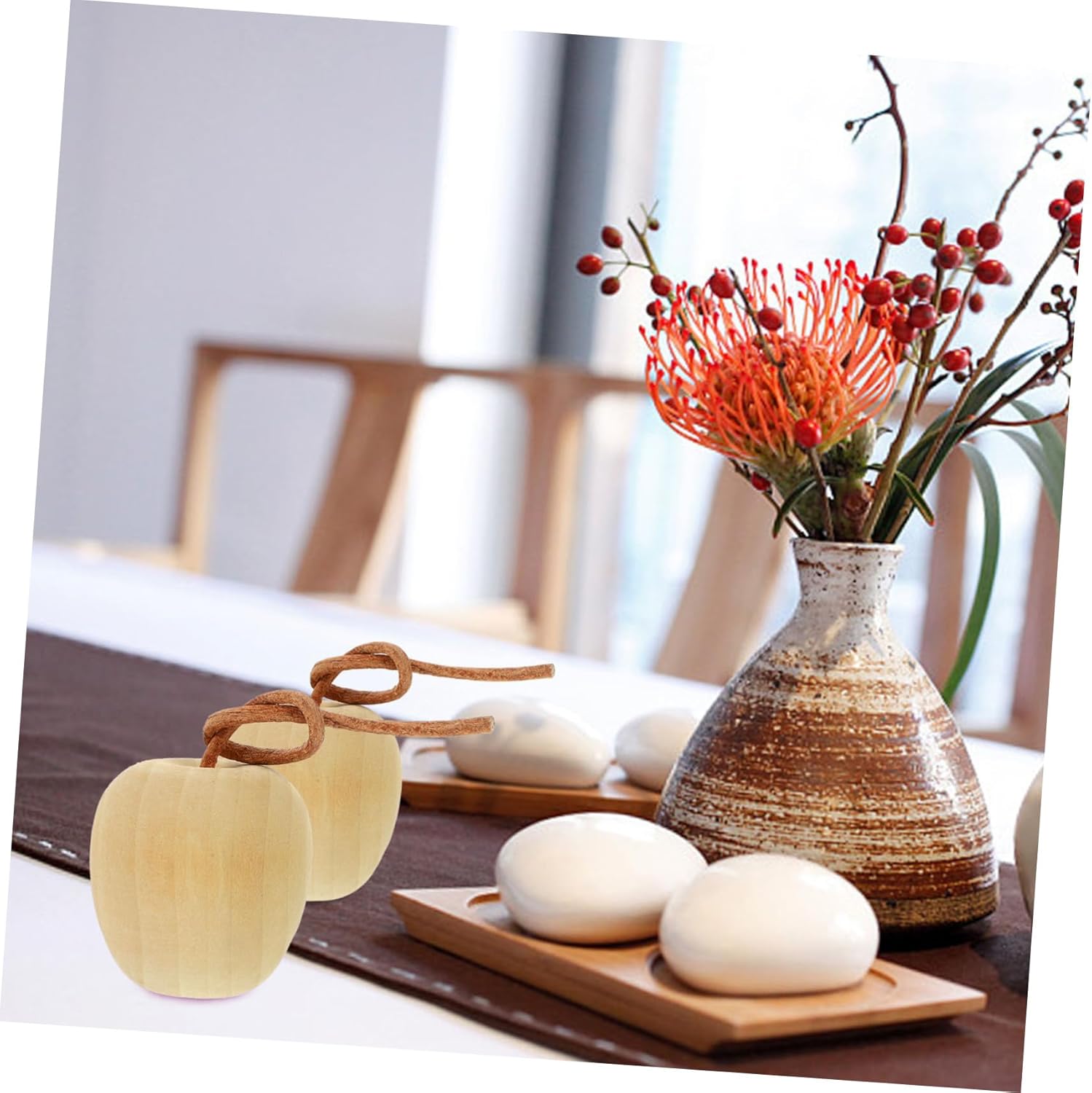 4pcs Unpainted Wooden Fruit Ornaments DIY Kit for Home and Kitchen