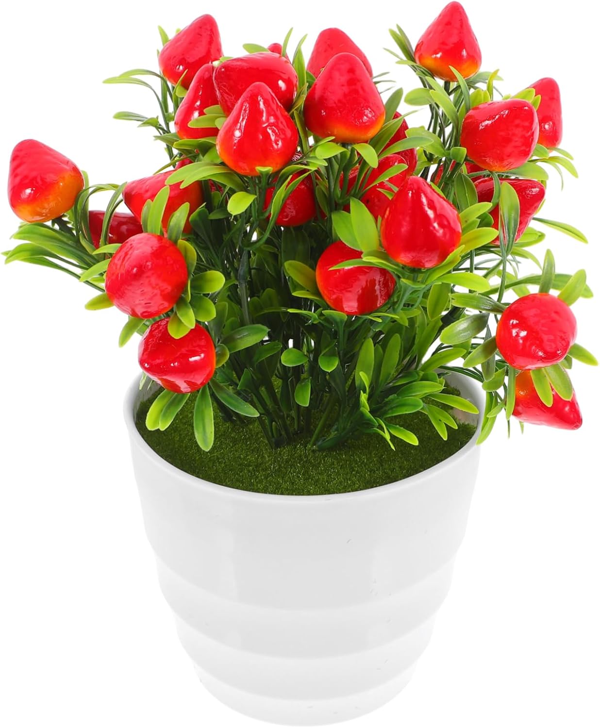 Faux Strawberry Bonsai Pot Artificial Fruit Decor