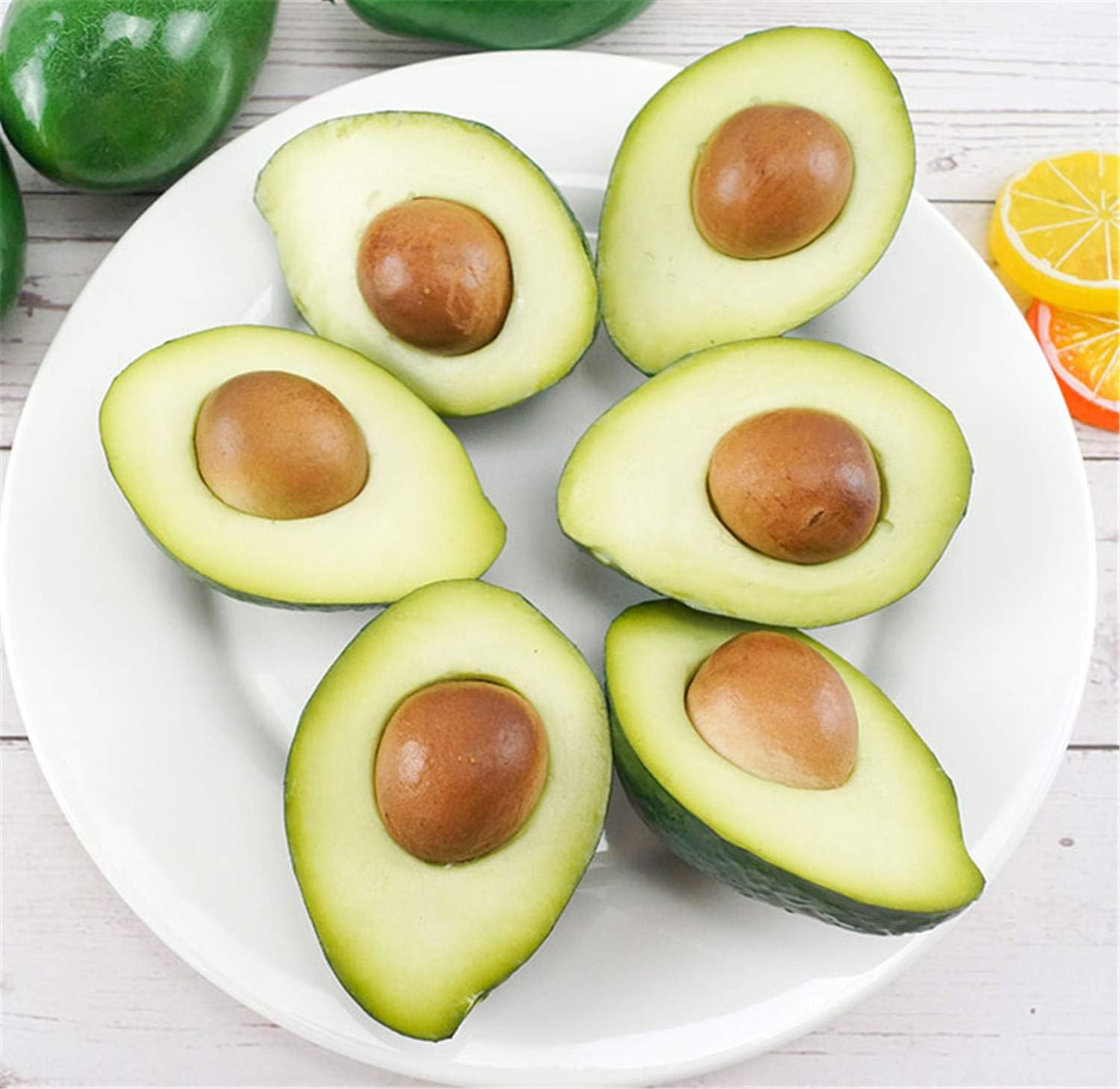 3Pcs Artificial Avocado Half Fake Fruit for Parties and Photography