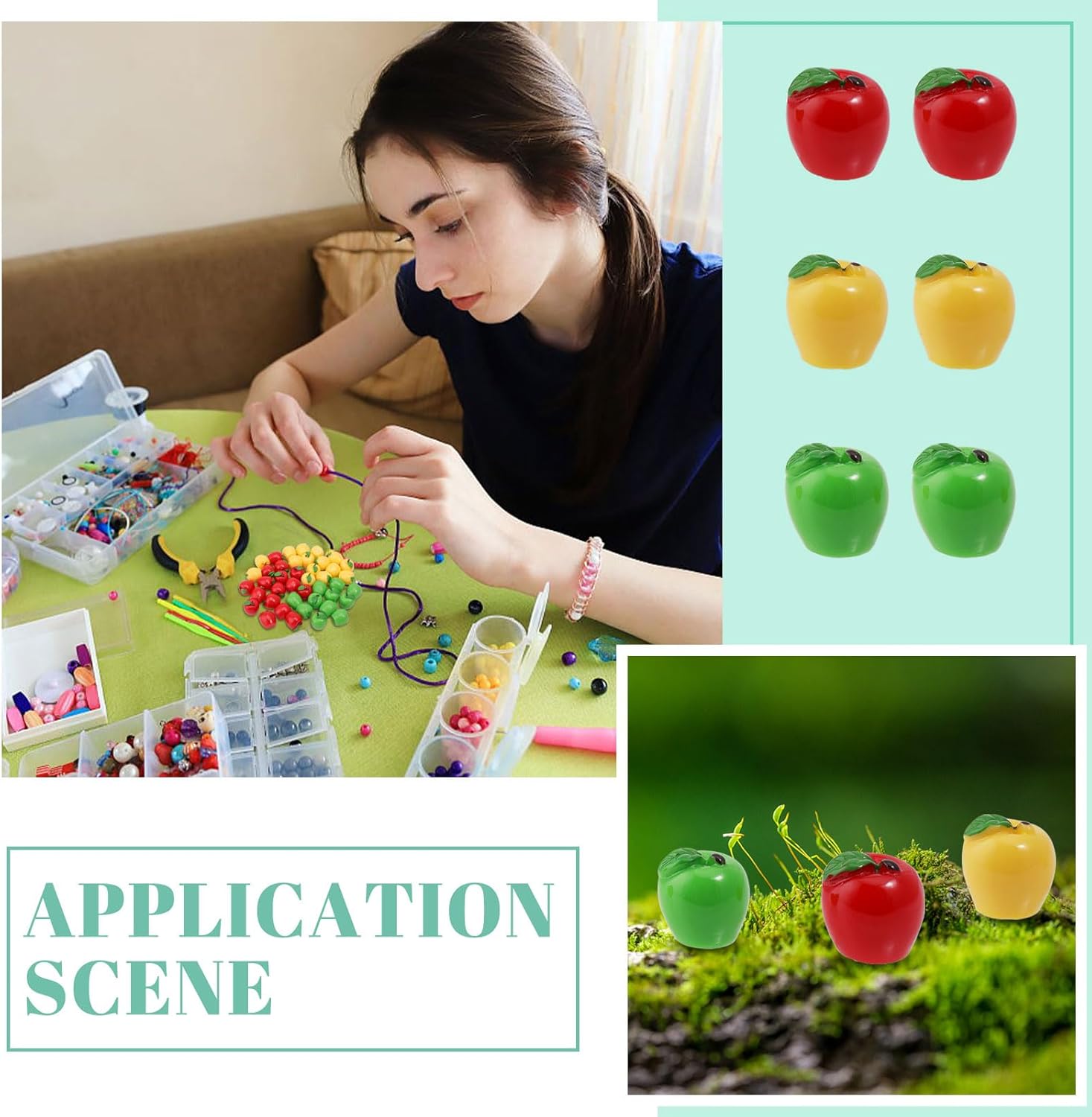 CHGCRAFT 60Pcs 3Colors Mini Artificial Resin Apples
