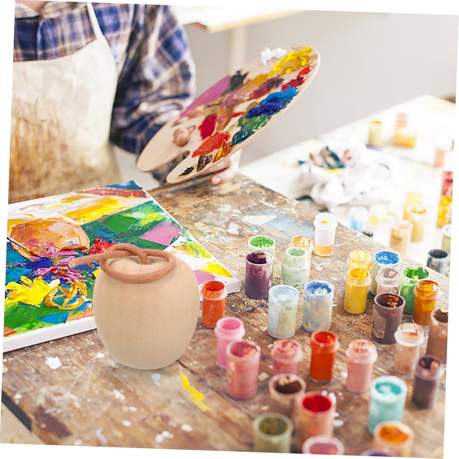 5pcs Wooden Miniature Painting Playthings for Creative Home Decor