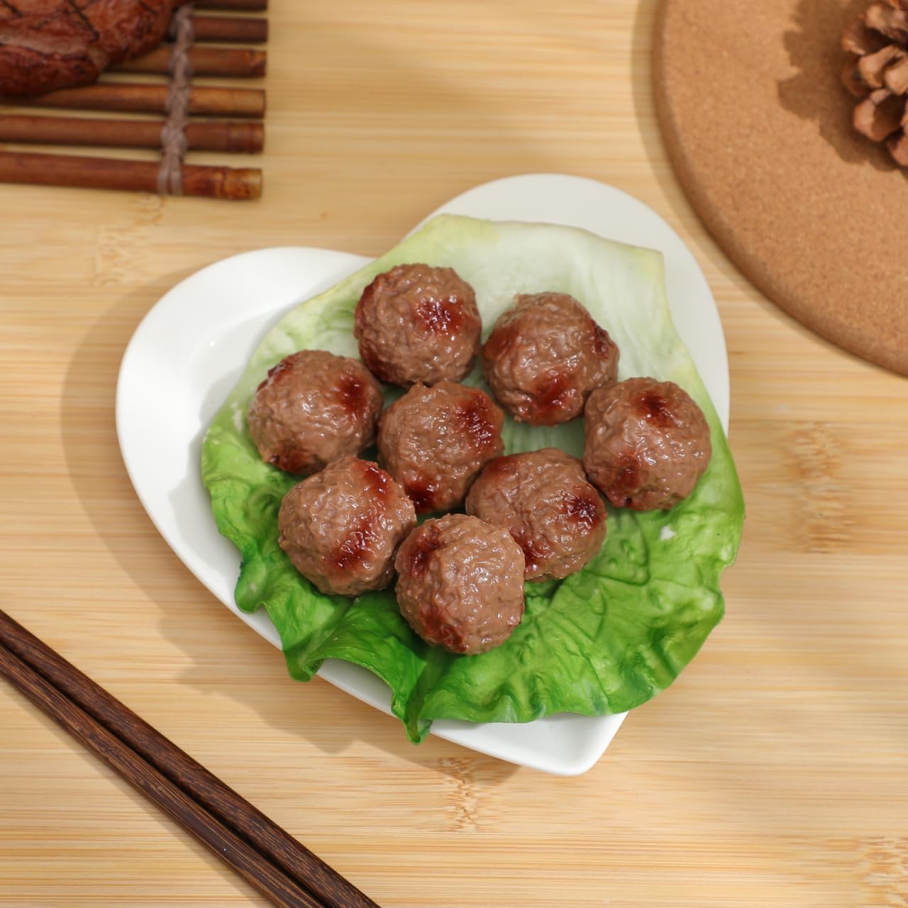 Totority 16 Pcs PVC Simulated Beef Meatball Decor Props
