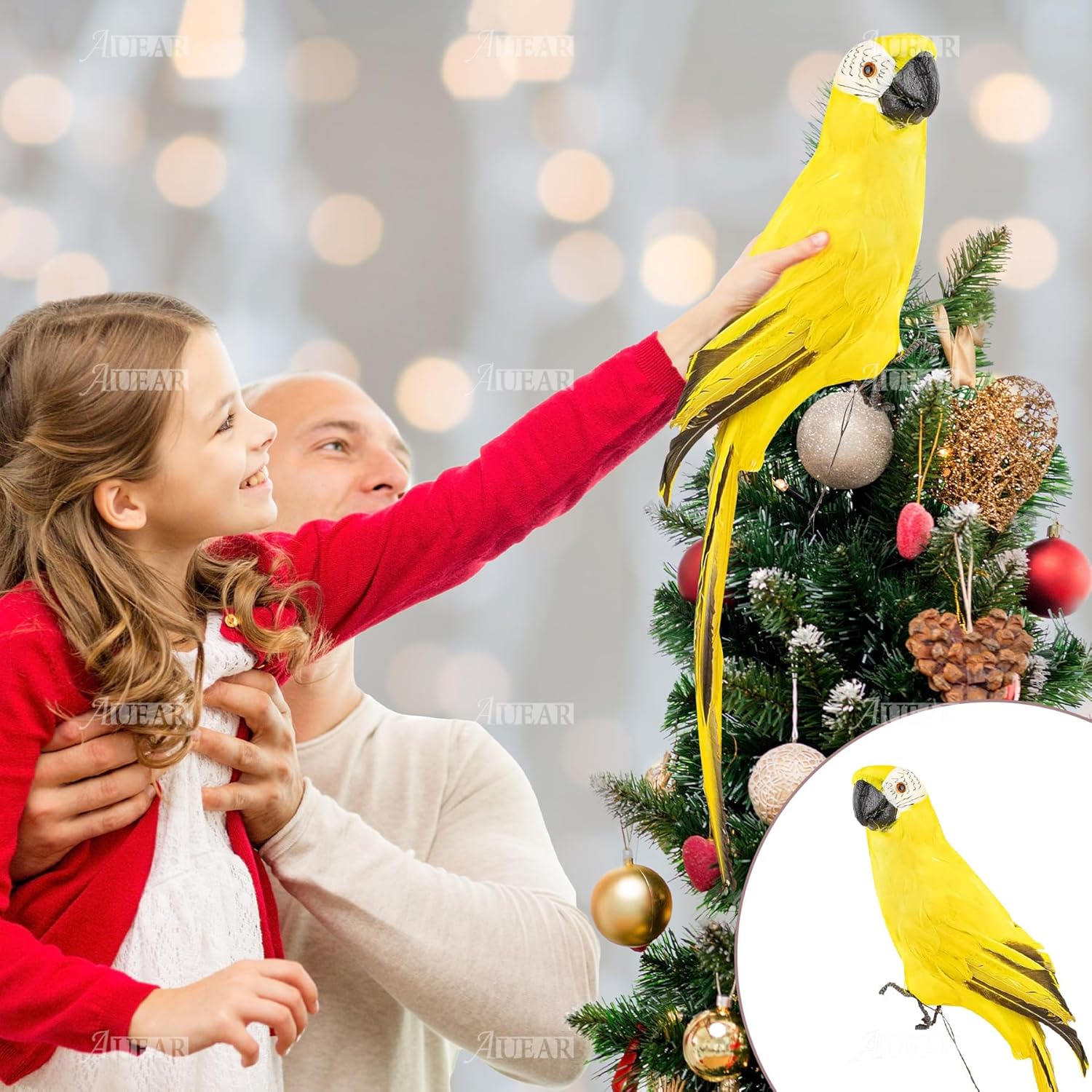 AUEAR 177 Inch Yellow Artificial Parrot Decor