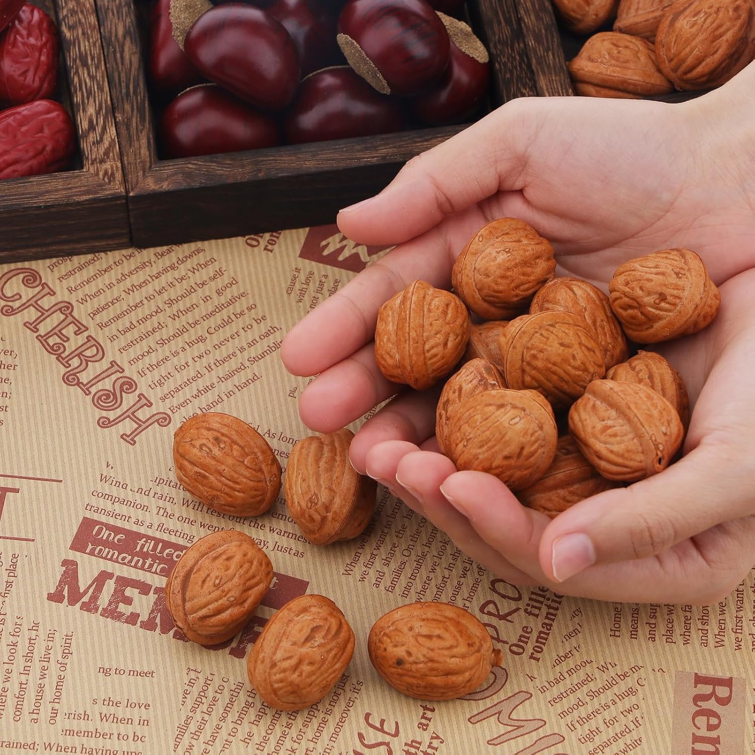 Gresorth 40pcs Artificial Walnut Display Decoration