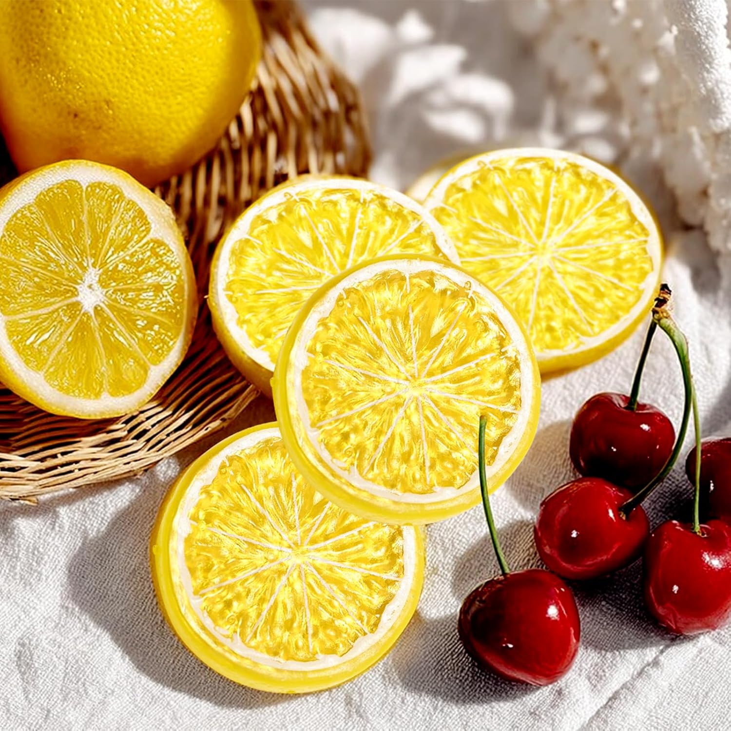 20PCS Yellow Artificial Lemon Slices for Home Wedding Photography