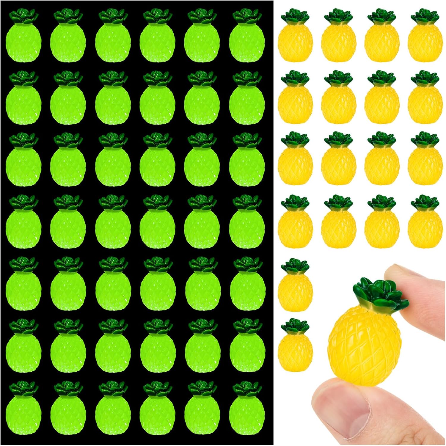 CLESDF 60Pcs Glow in the Dark Mini Resin Pineapples Decor