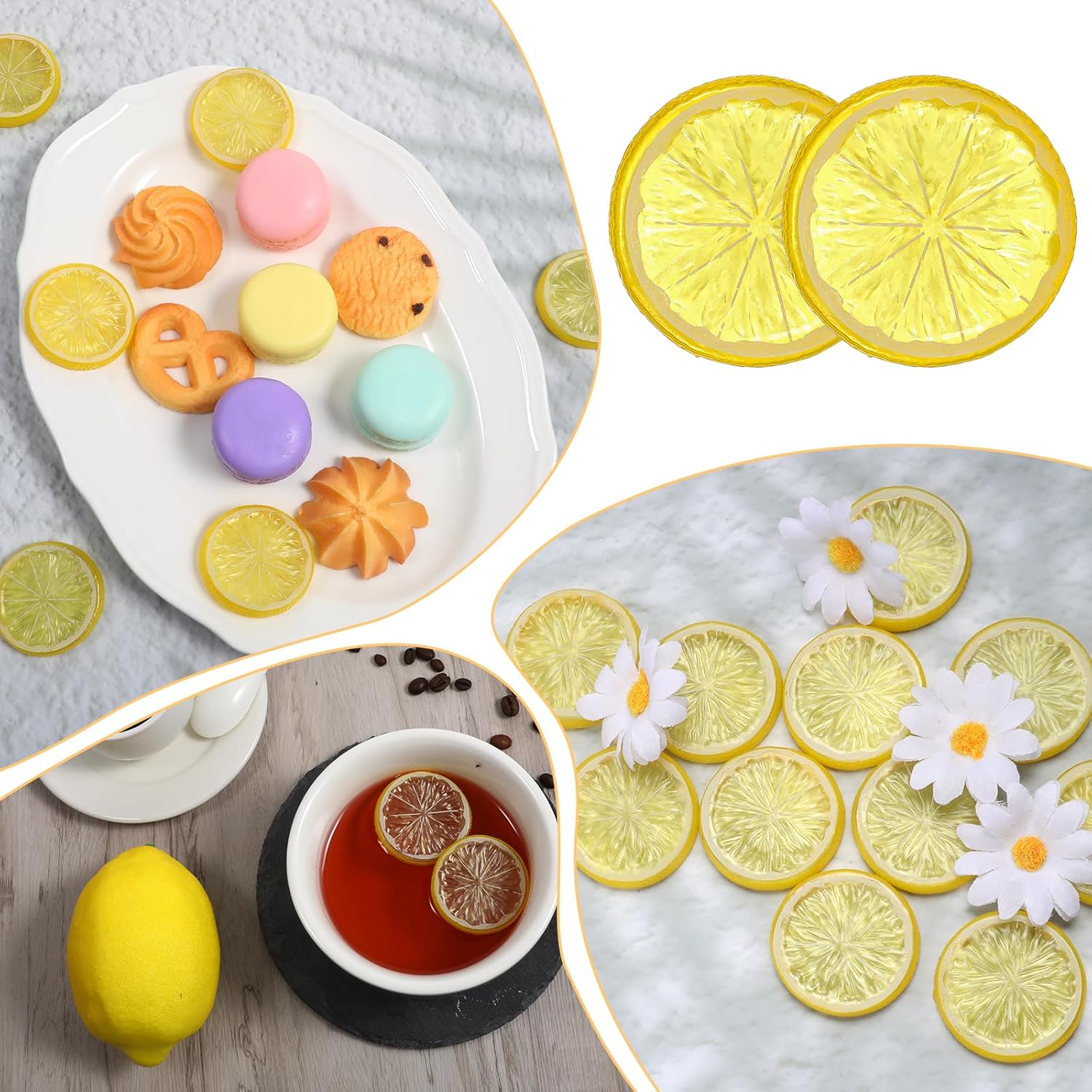 25Pcs Mini Artificial Lemon Slices for Home Decor