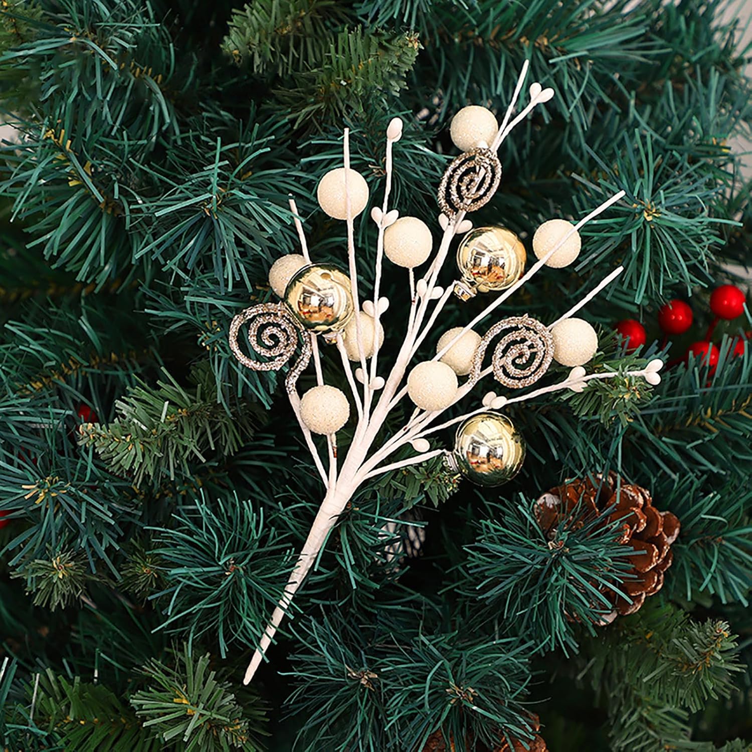 3Pcs Artificial Christmas Berry Stems Branches for Decor