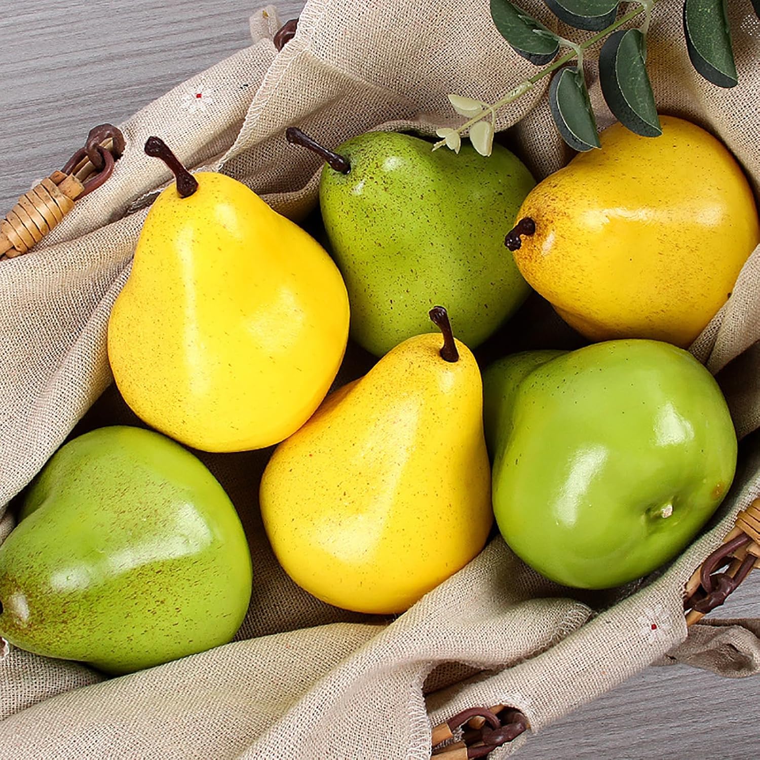 Lovmeety 6pcs Realistic Green Pears Photo Props